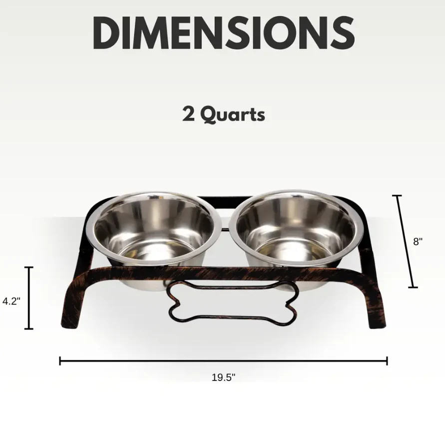 Country Living Rustic Dog Bone Elevated Feeder with 2 Stainless Steel Bowls - Image 7