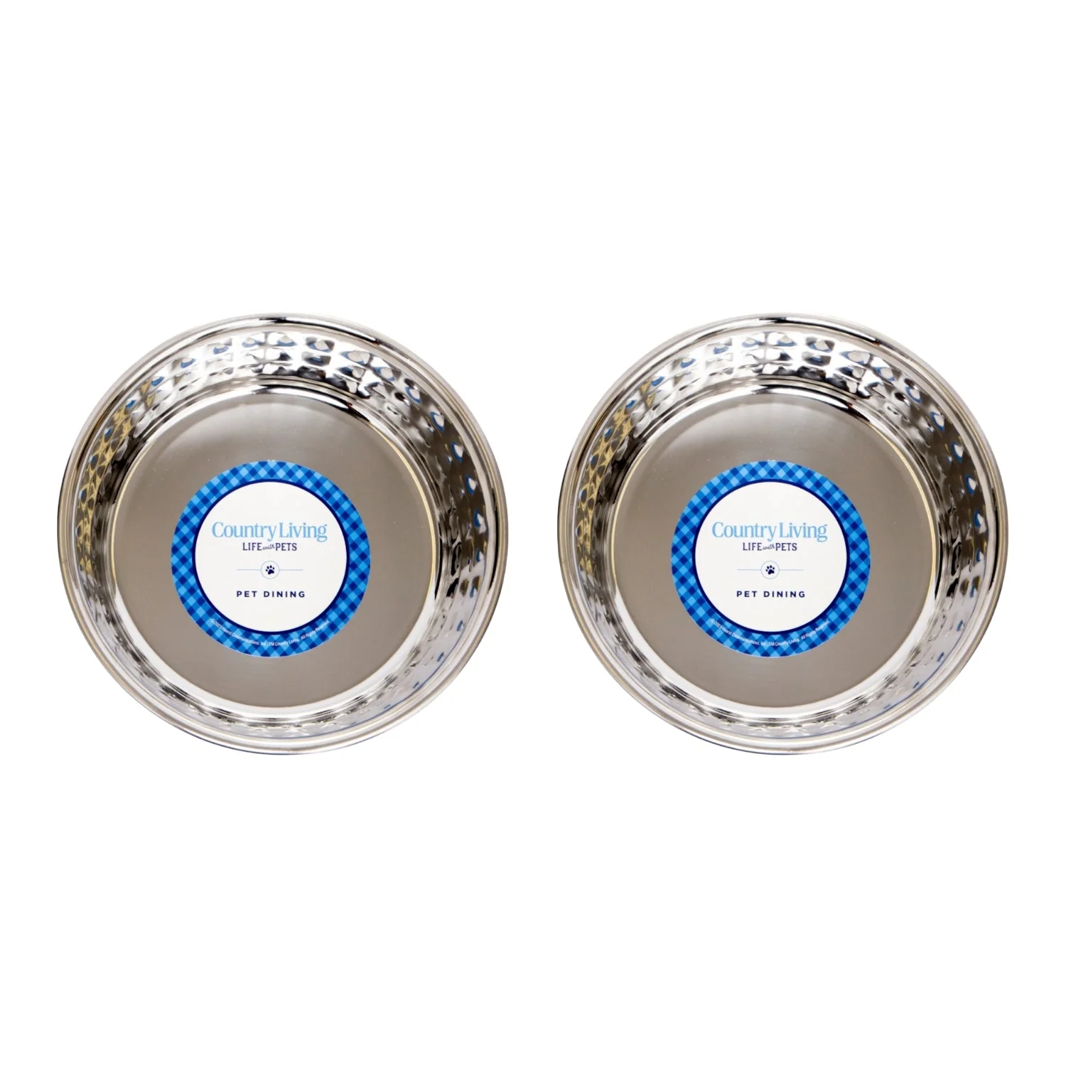 Country Living Set of 2 Hammered Stainless Steel Dog Bowls – Ideal for Extra Large Breeds – Rose Quartz/64oz - Image 2