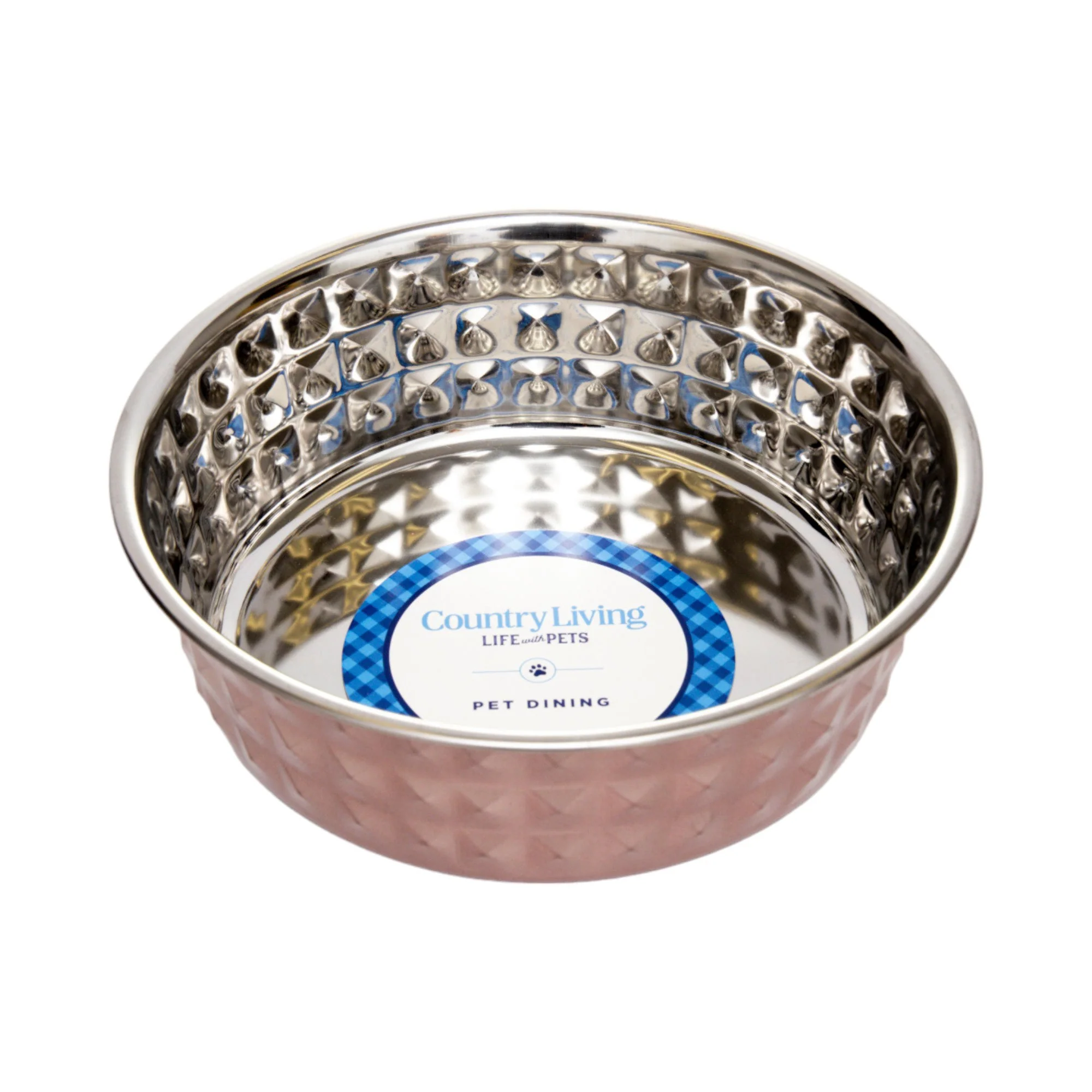 Country Living Set of 2 Hammered Stainless Steel Dog Bowls – Ideal for Extra Large Breeds – Rose Quartz/64oz - Image 3