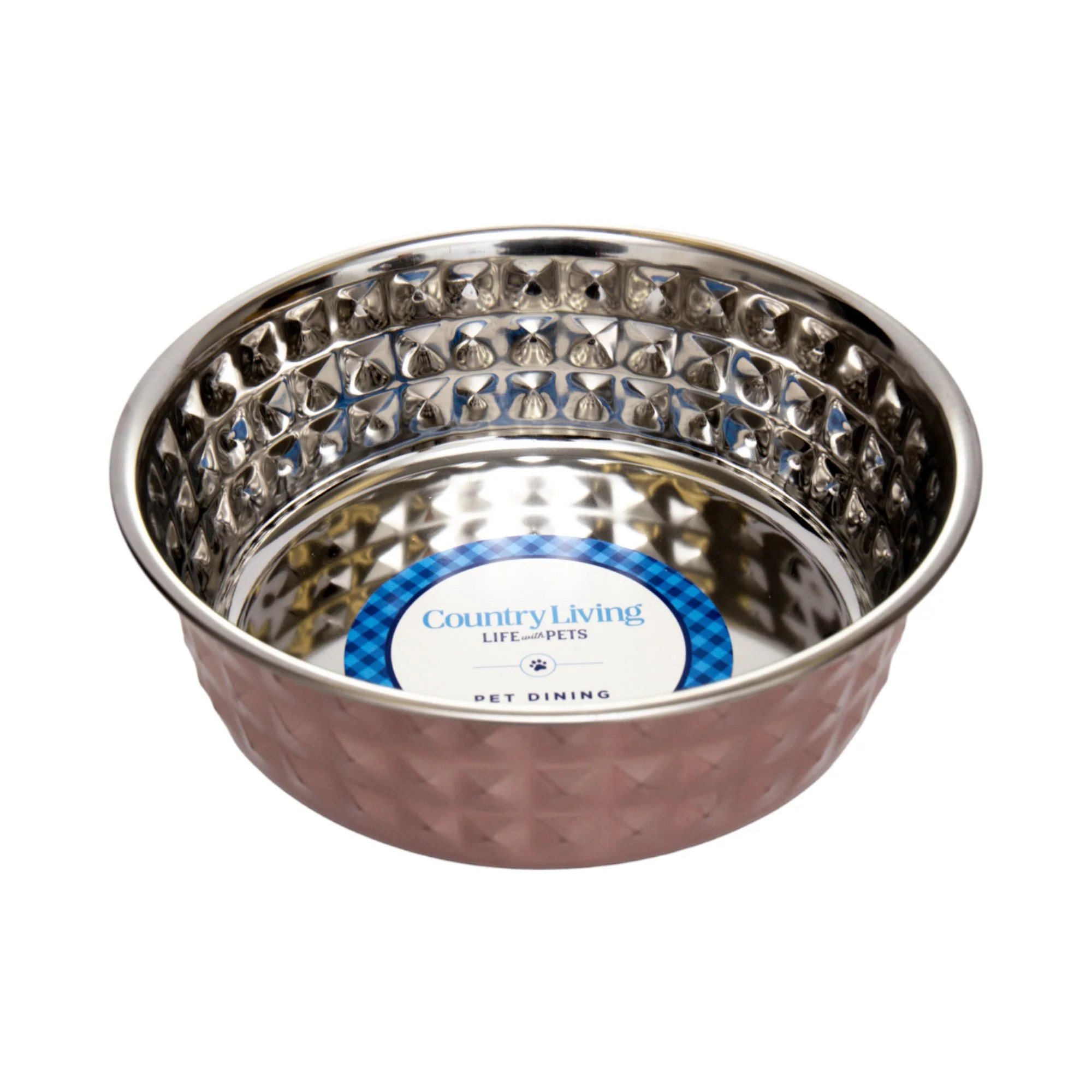 Country Living Set of 2 Hammered Stainless Steel Dog Bowls – Ideal for Extra Large Breeds – Rose Quartz/64oz - Image 5
