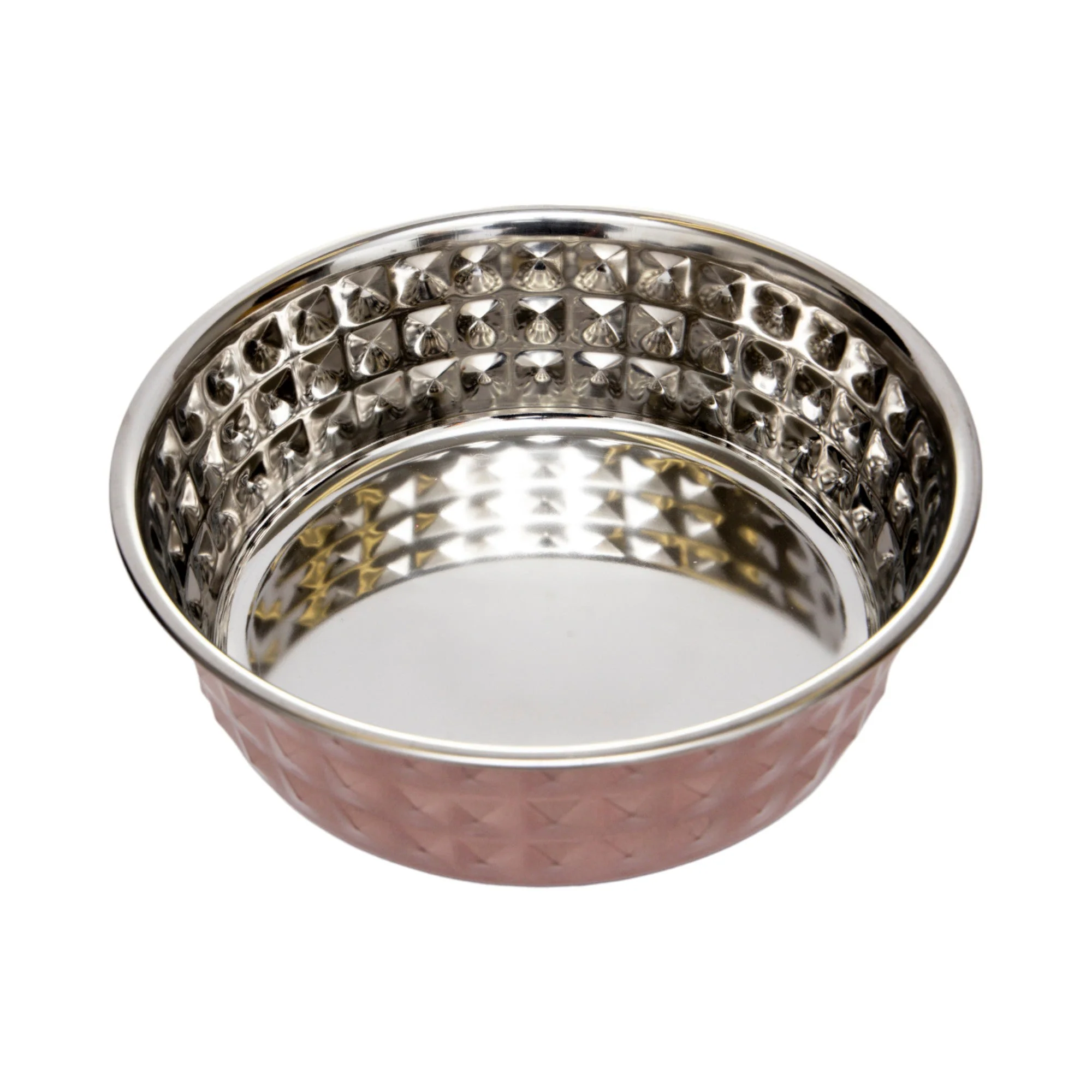 Country Living Set of 2 Hammered Stainless Steel Dog Bowls – Ideal for Extra Large Breeds – Rose Quartz/64oz - Image 6