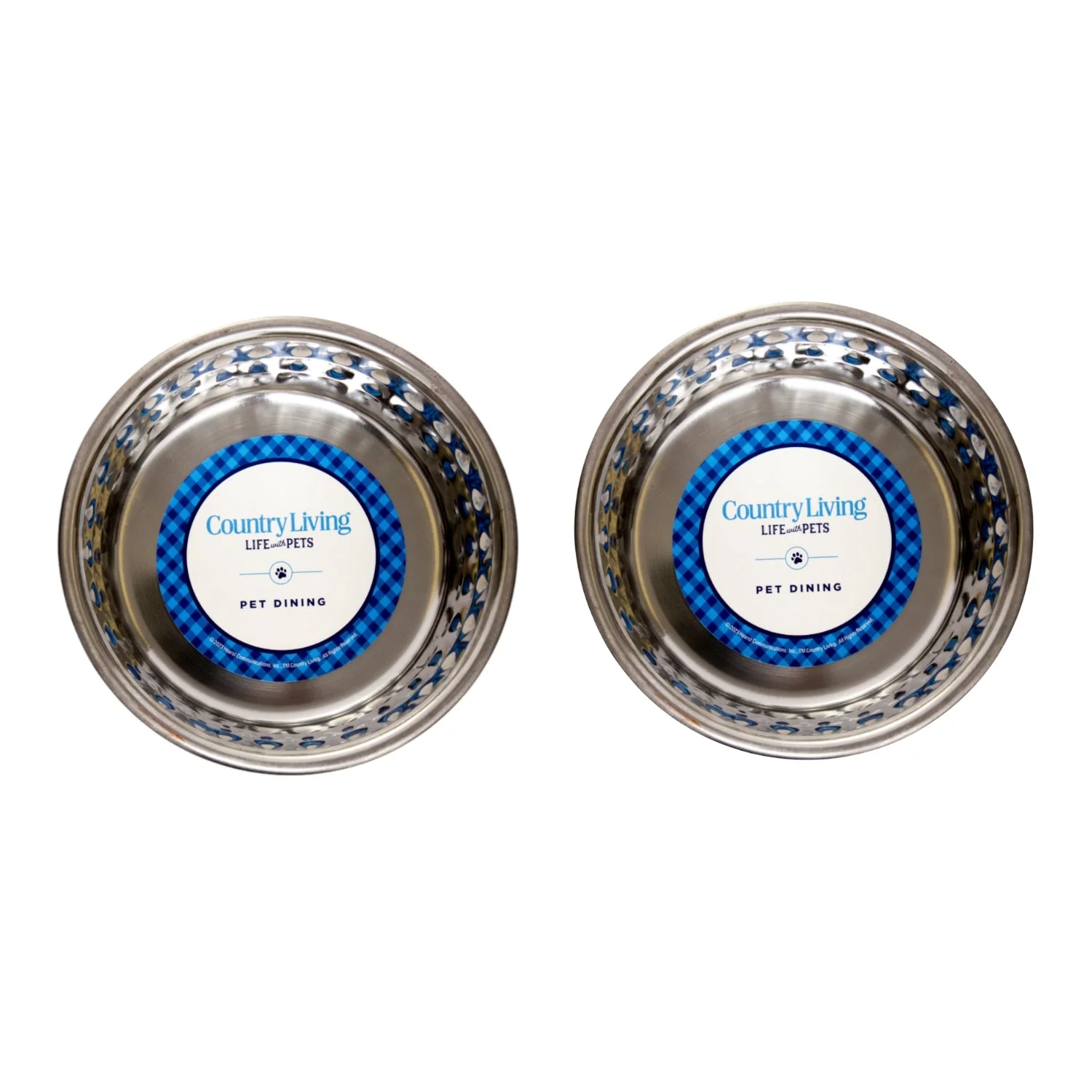 Country Living Set of 2 Hammered Stainless Steel Dog Bowls – Lavender - Image 2