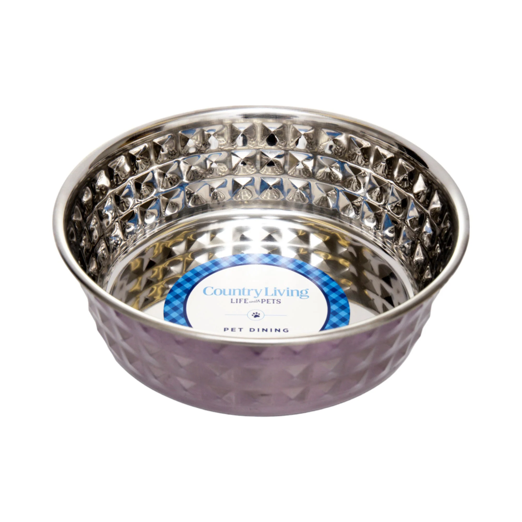 Country Living Set of 2 Hammered Stainless Steel Dog Bowls – Lavender - Image 3