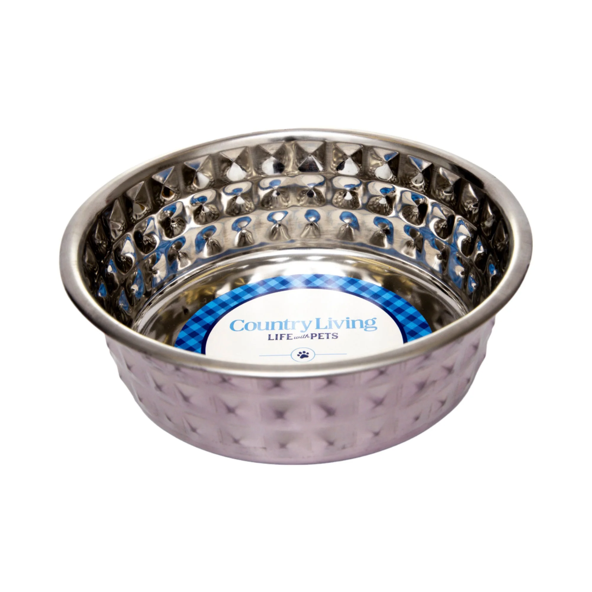 Country Living Set of 2 Hammered Stainless Steel Dog Bowls – Lavender - Image 4