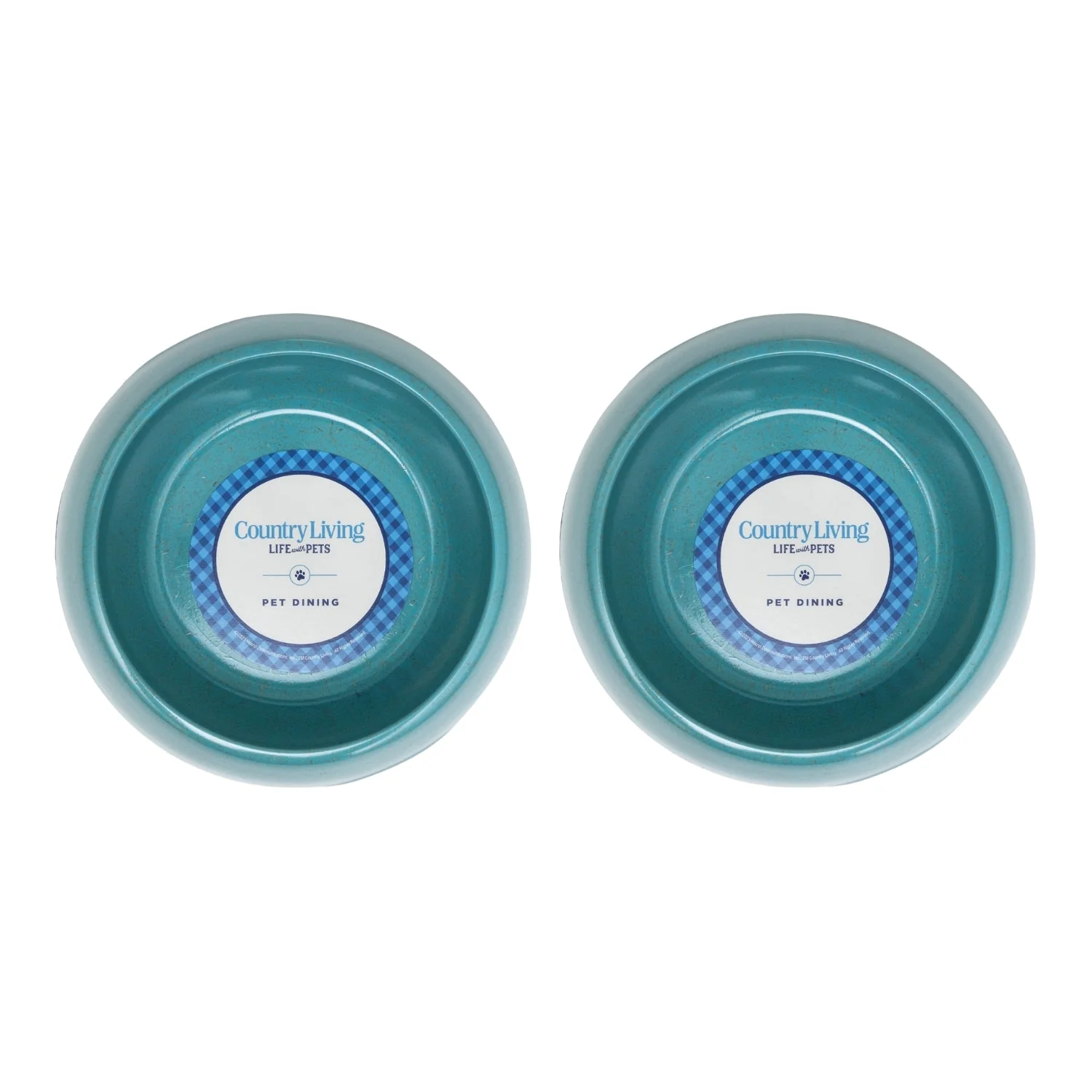Country Living Set of 2 Natural Fiber Dog Bowls – Teal Blue - Image 3