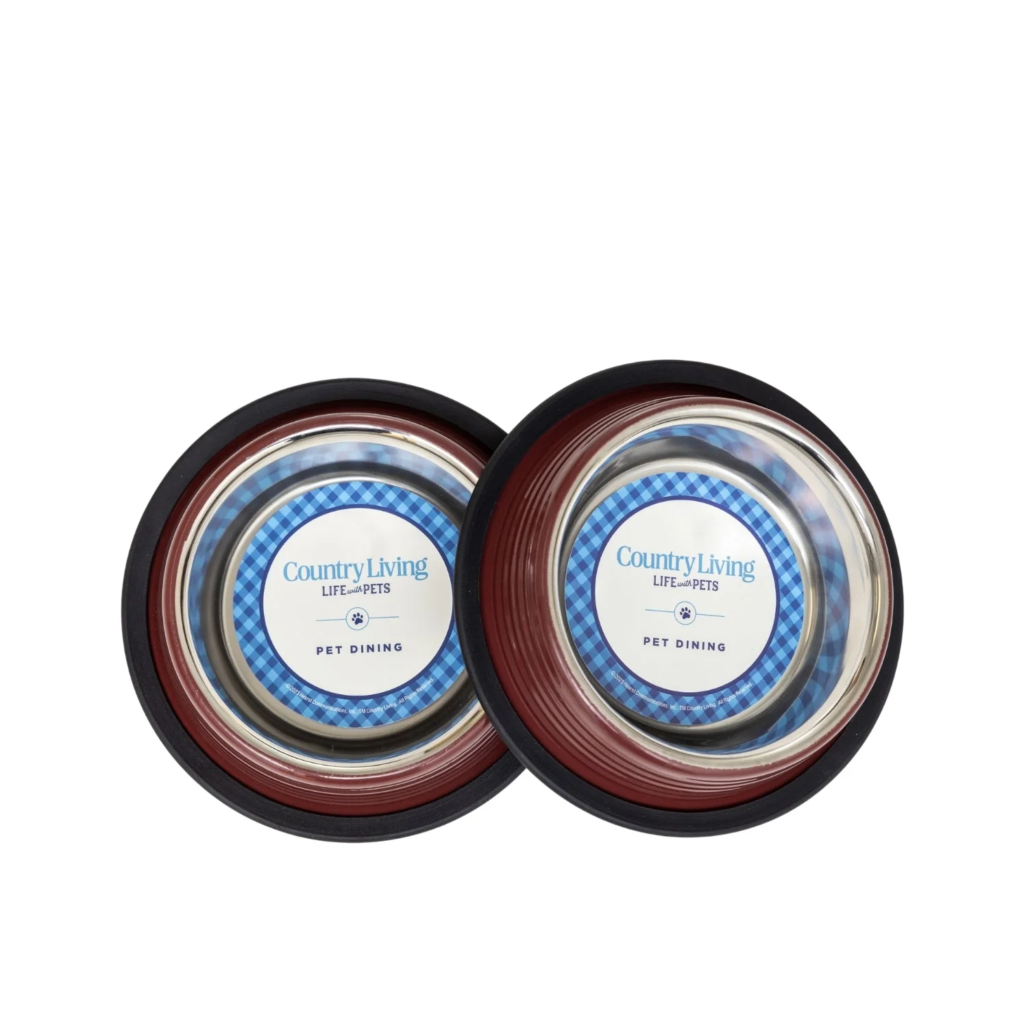 Country Living Set of 2 Ribbed Non-Slip Pet Bowls – Merlot Red - Image 3