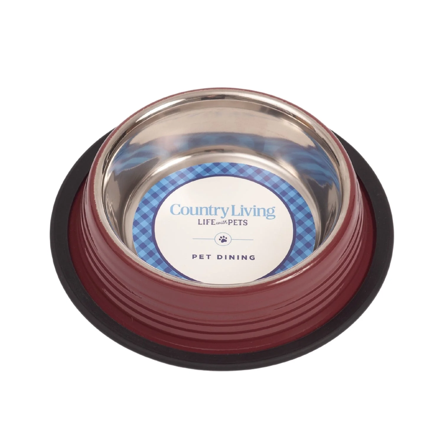 Country Living Set of 2 Ribbed Non-Slip Pet Bowls – Merlot Red - Image 4