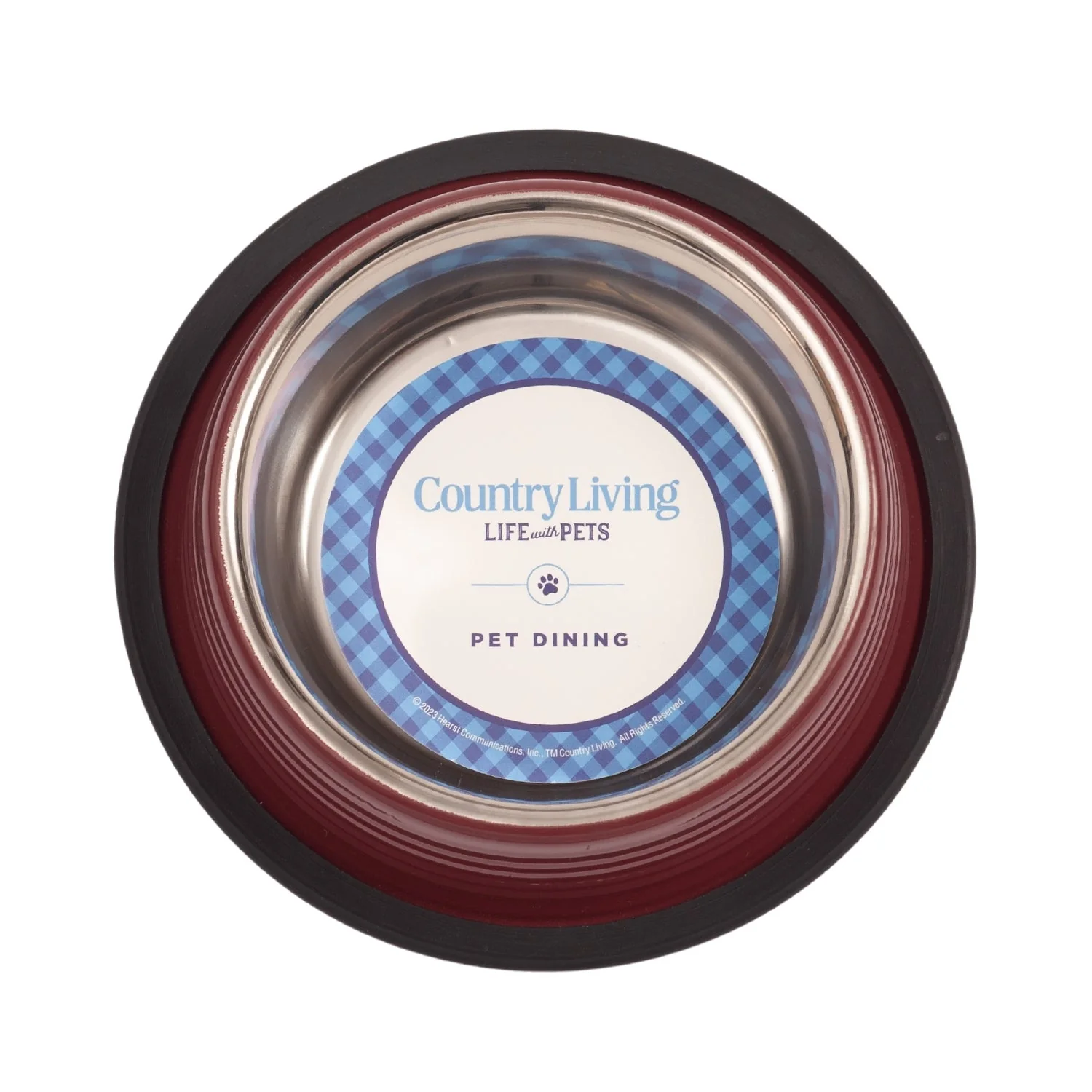 Country Living Set of 2 Ribbed Non-Slip Pet Bowls – Merlot Red - Image 5