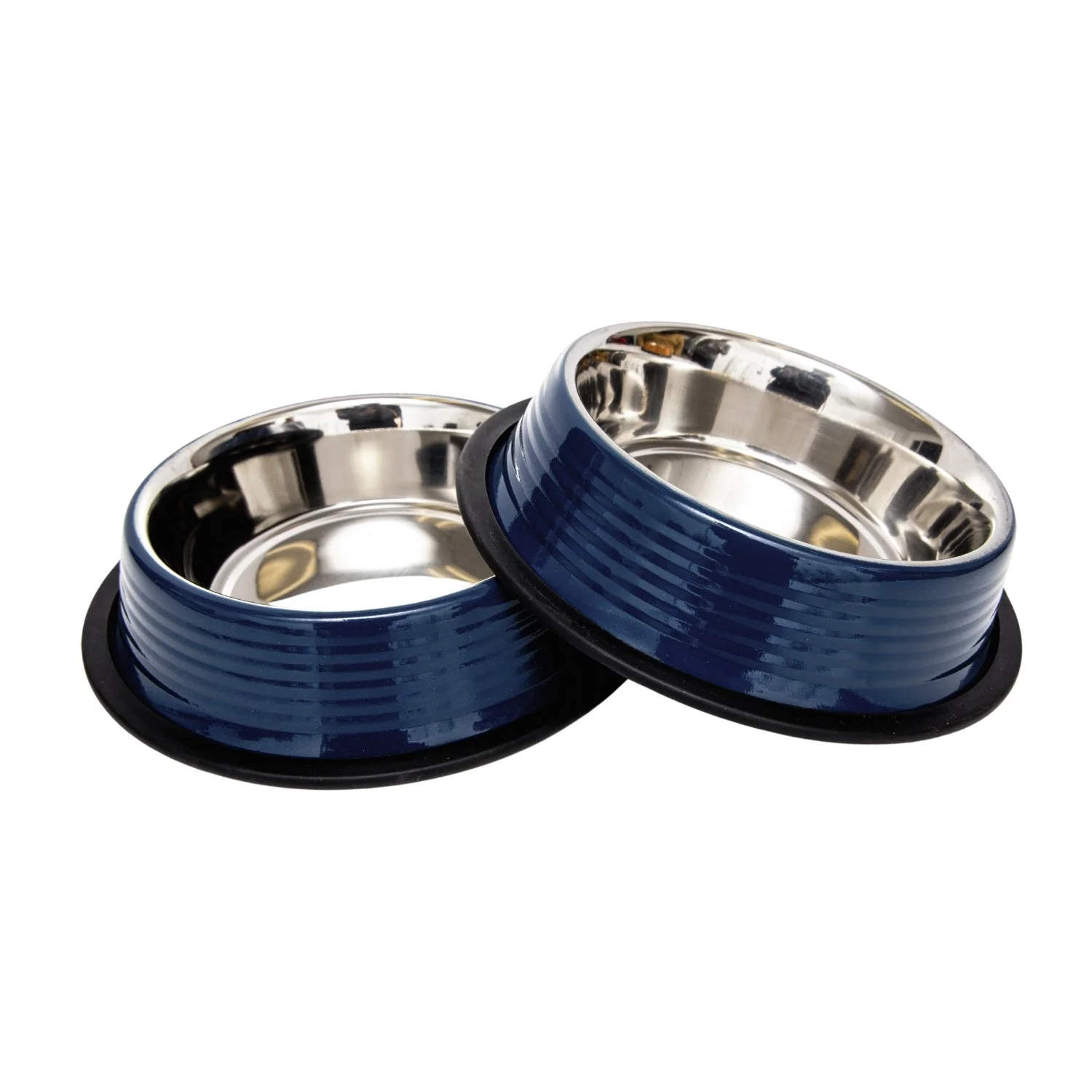 Country Living Set of 2 Ribbed Non-Slip Pet Bowls – Poseidon Blue - Image 4