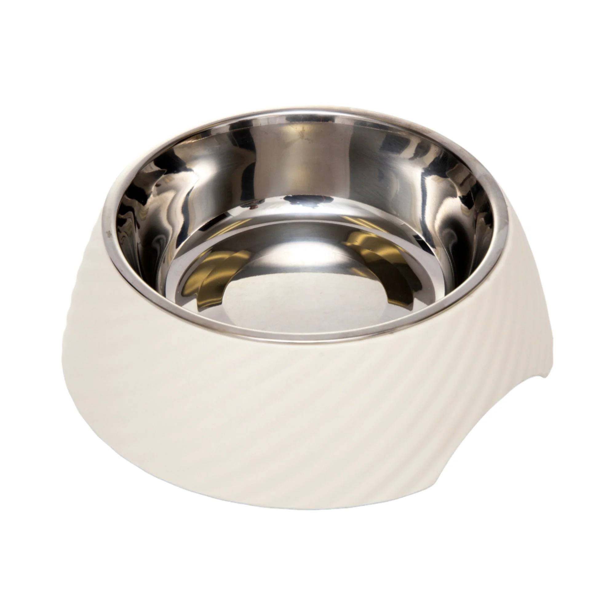 Country Living Set of 2 Round Twill Melamine Dog Bowls with Removable Stainless Steel Inserts – White Swan - Image 5