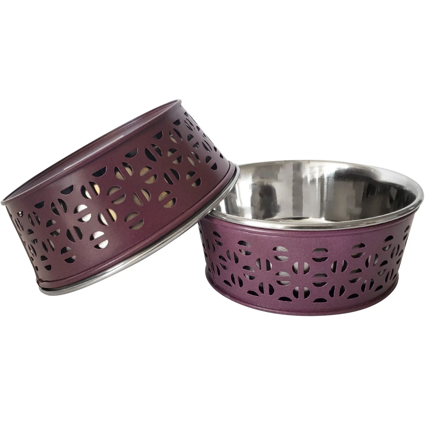 Country Living Set of 2 Stainless Steel Dog Bowls – Farmhouse Style, Ideal for Small to Medium Dogs - Image 2