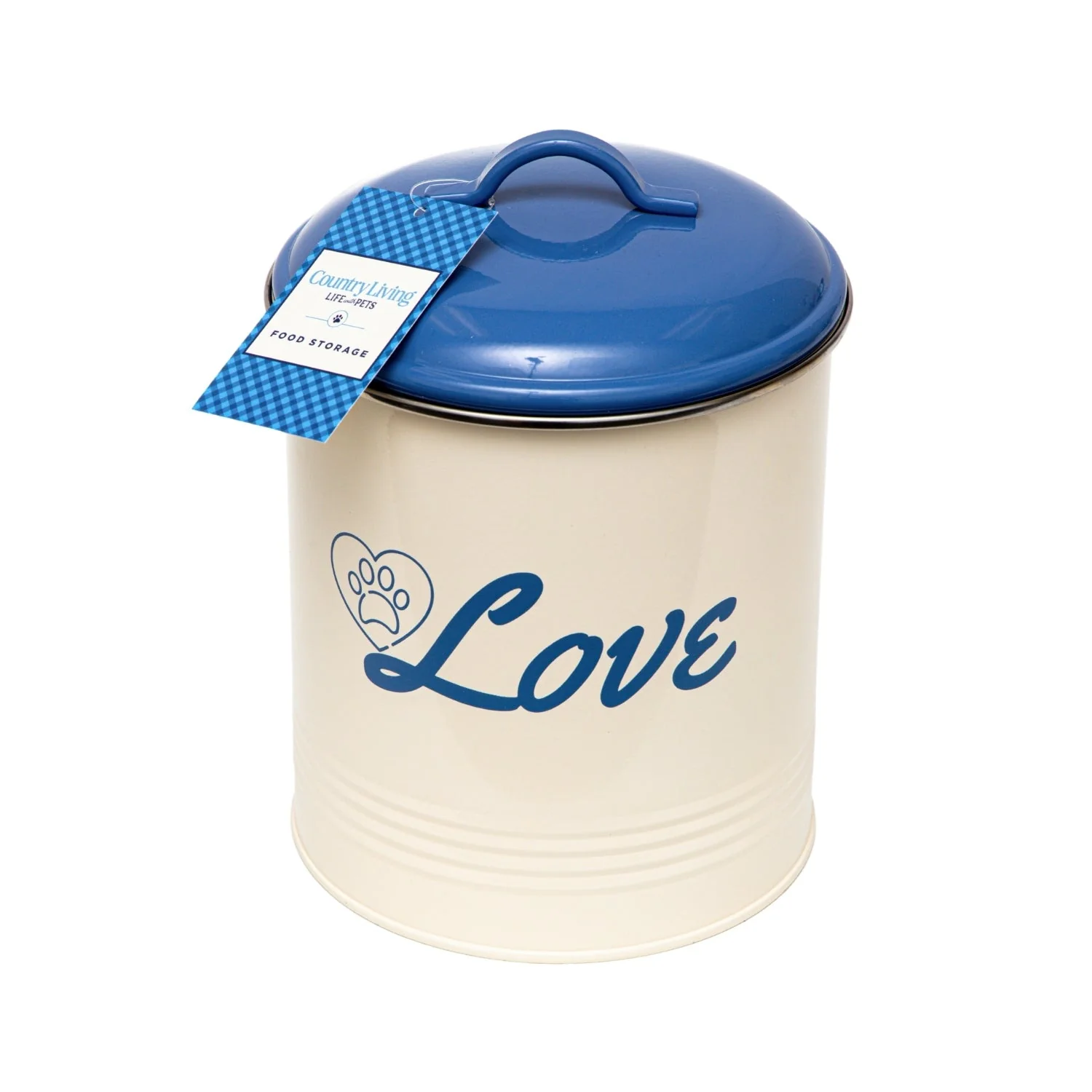 Country Living Set of 3 Pet Treat Canisters, Dog Treat Storage – French Blue Lid - Image 2