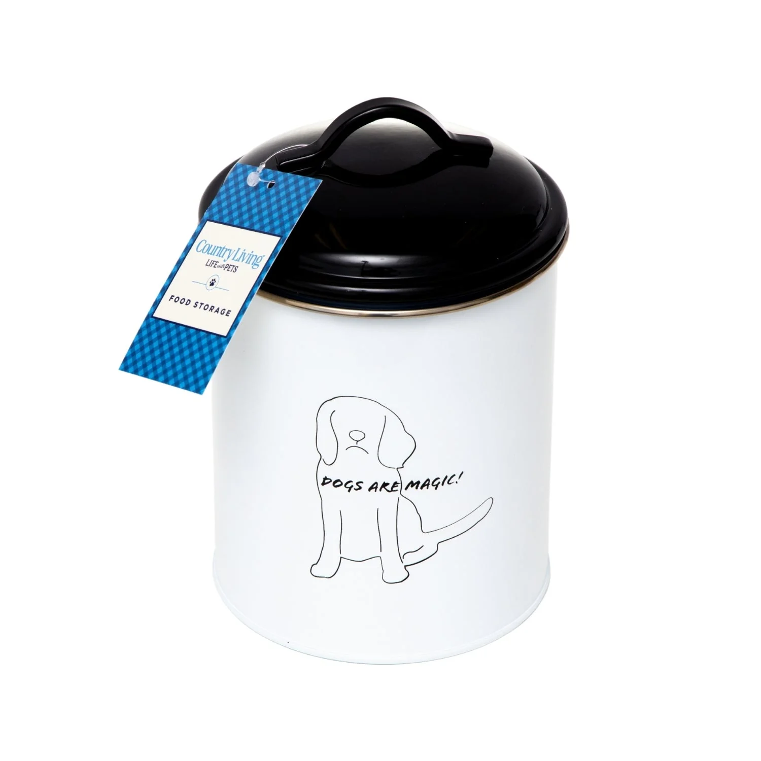 Country Living Set of 3 Pet Treat Storage Canisters – Black & White - Image 4