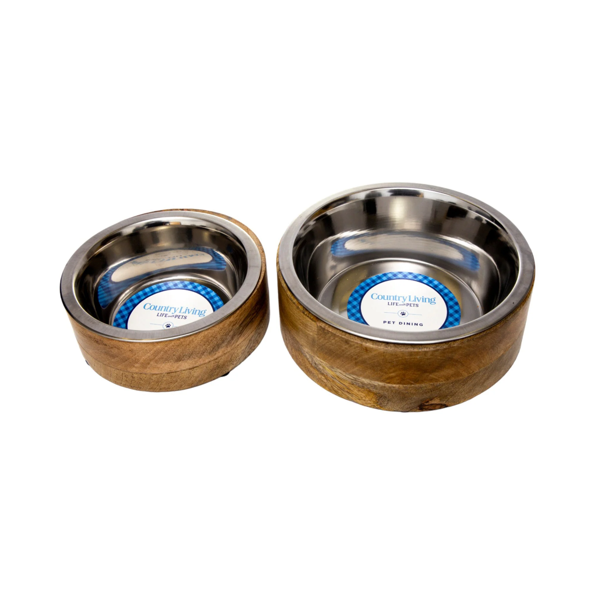 Country Living Stainless Steel Dog Bowl with Cylindrical Mango Wood Holder - Image 8