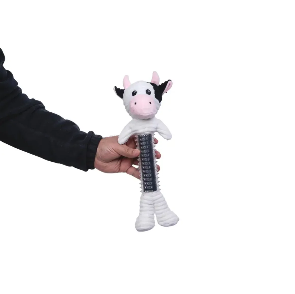 Country Living Thermoplastic Rubber Black & White Cow Plush Dog Toy – with Squeaker & Crinkle Paper - Image 7