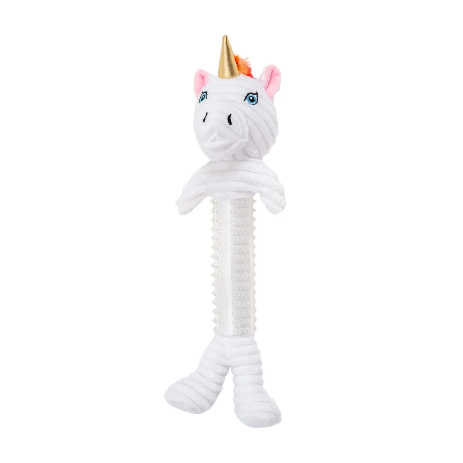 Country Living Thermoplastic Rubber Skinny Unicorn Corduroy Plush Dog Toy – with Squeaker & Crinkle Paper - Image 3