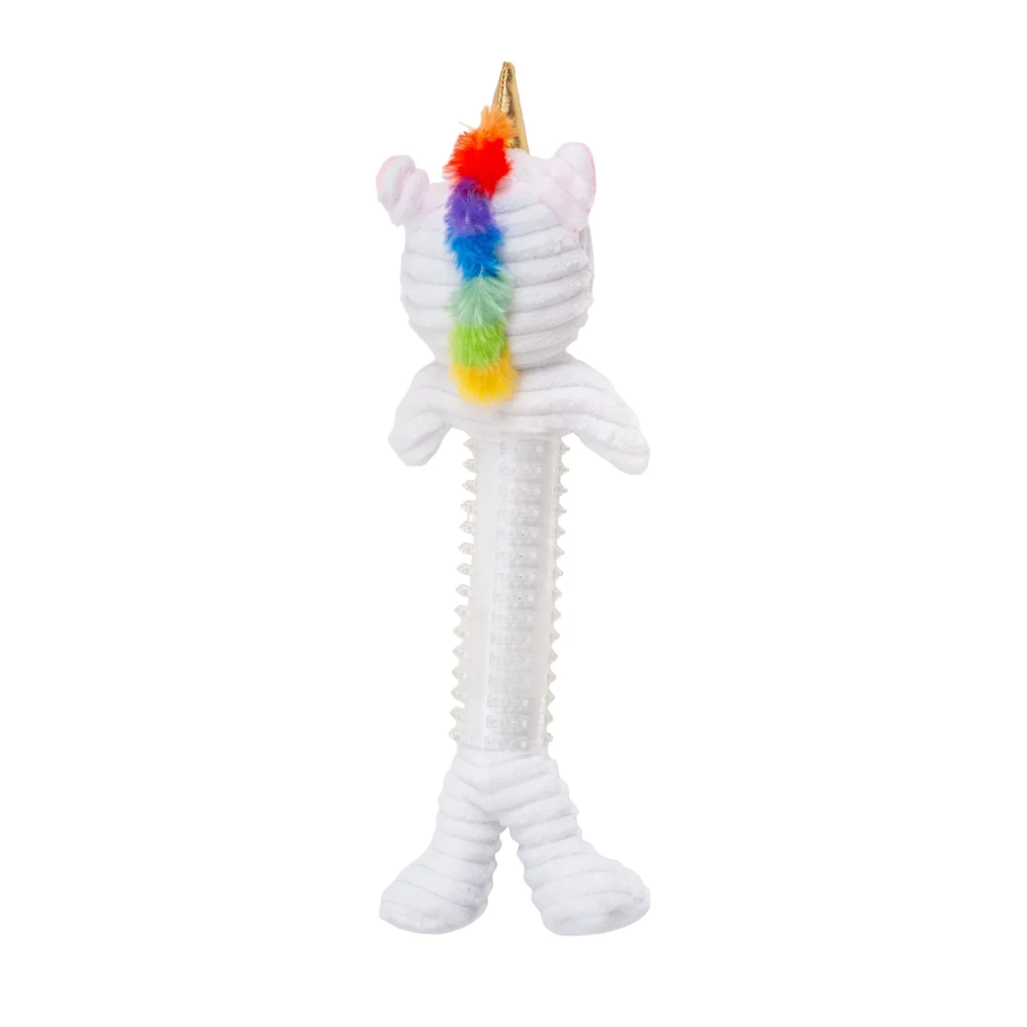 Country Living Thermoplastic Rubber Skinny Unicorn Corduroy Plush Dog Toy – with Squeaker & Crinkle Paper - Image 4