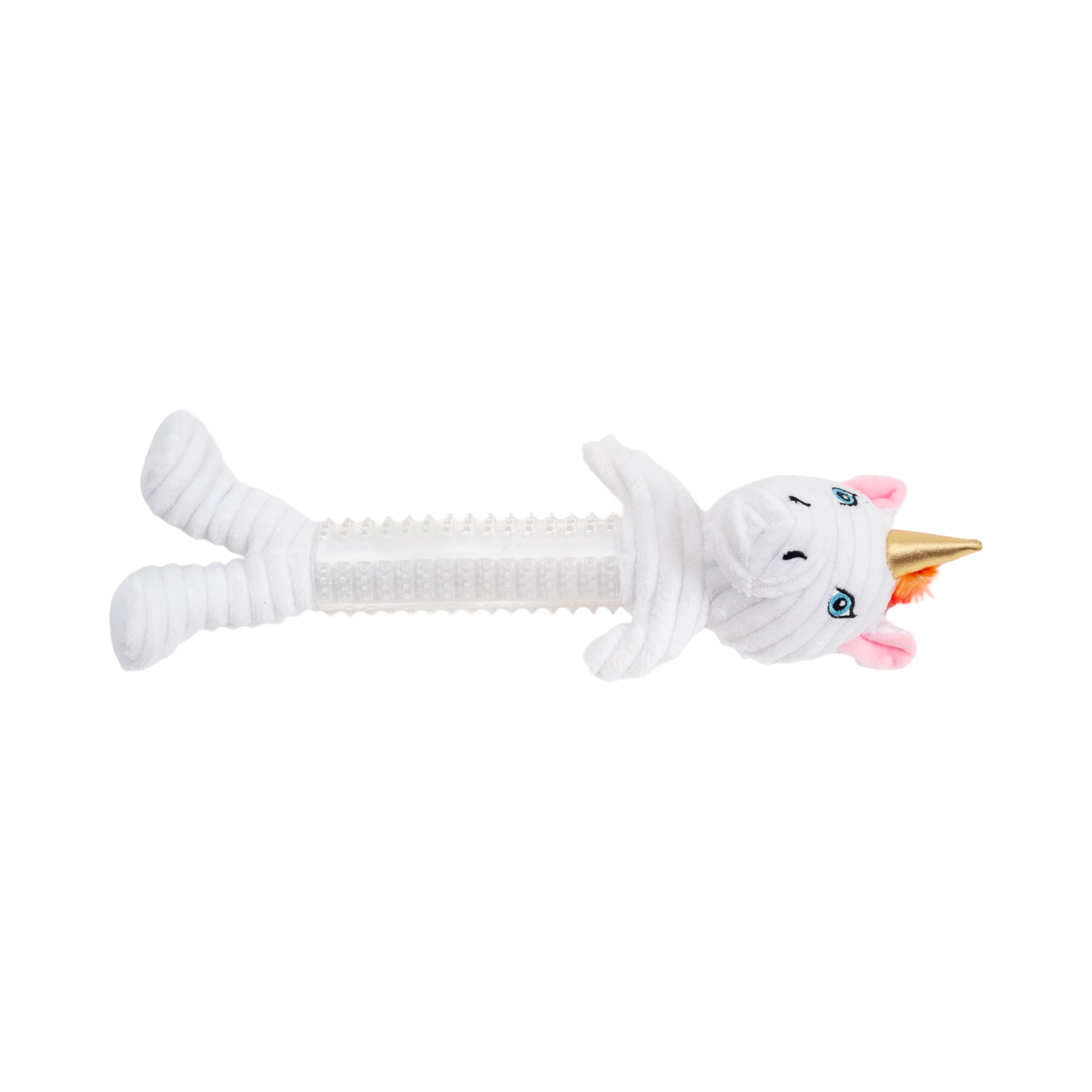 Country Living Thermoplastic Rubber Skinny Unicorn Corduroy Plush Dog Toy – with Squeaker & Crinkle Paper - Image 5