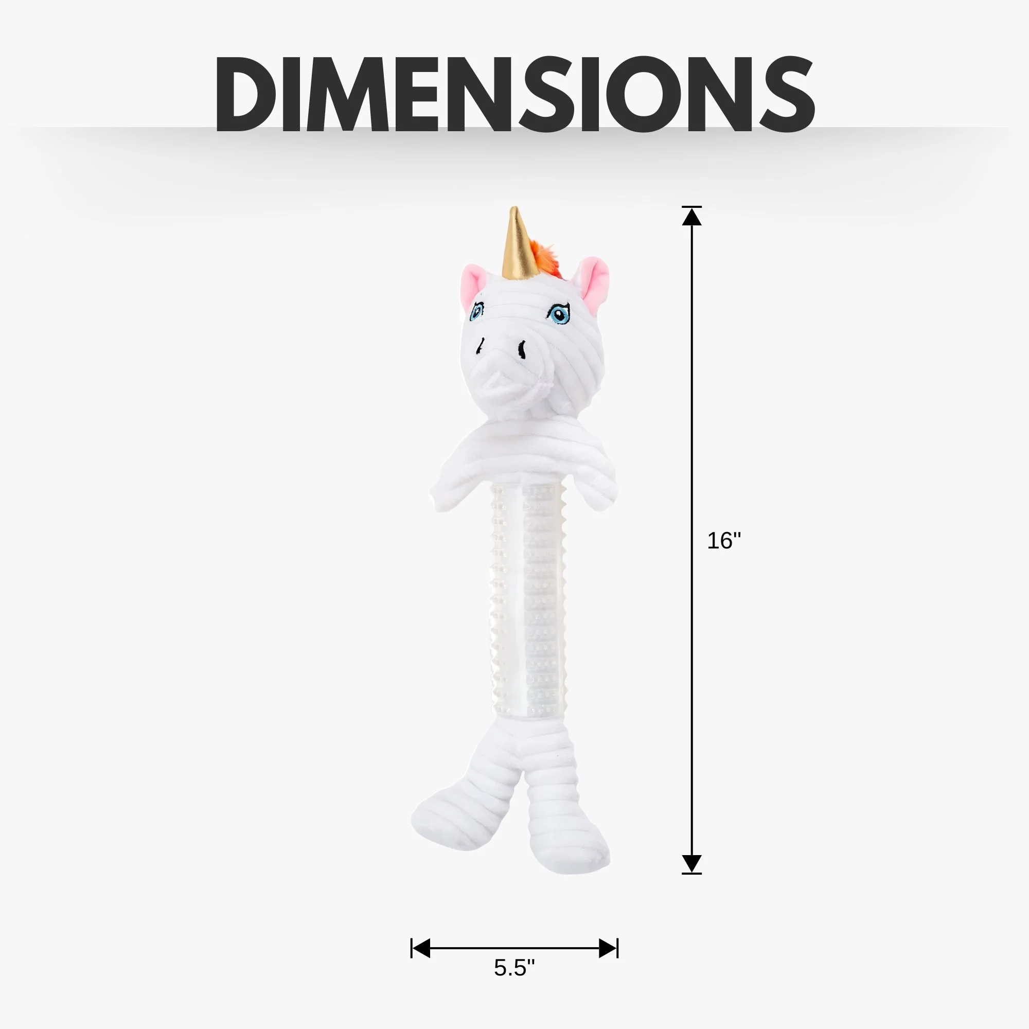 Country Living Thermoplastic Rubber Skinny Unicorn Corduroy Plush Dog Toy – with Squeaker & Crinkle Paper - Image 6