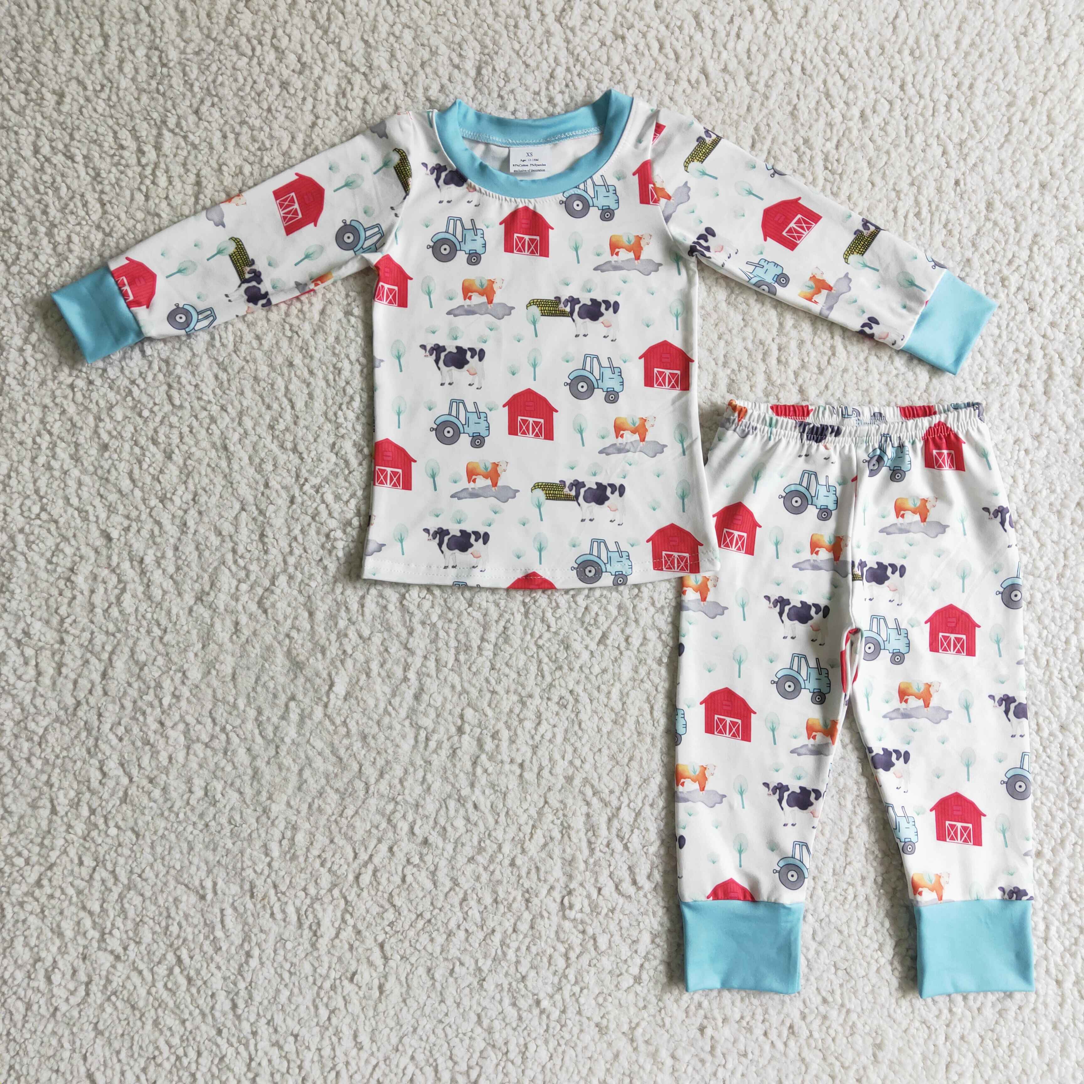 Cow farm print long sleeves boy pajamas - Image 2