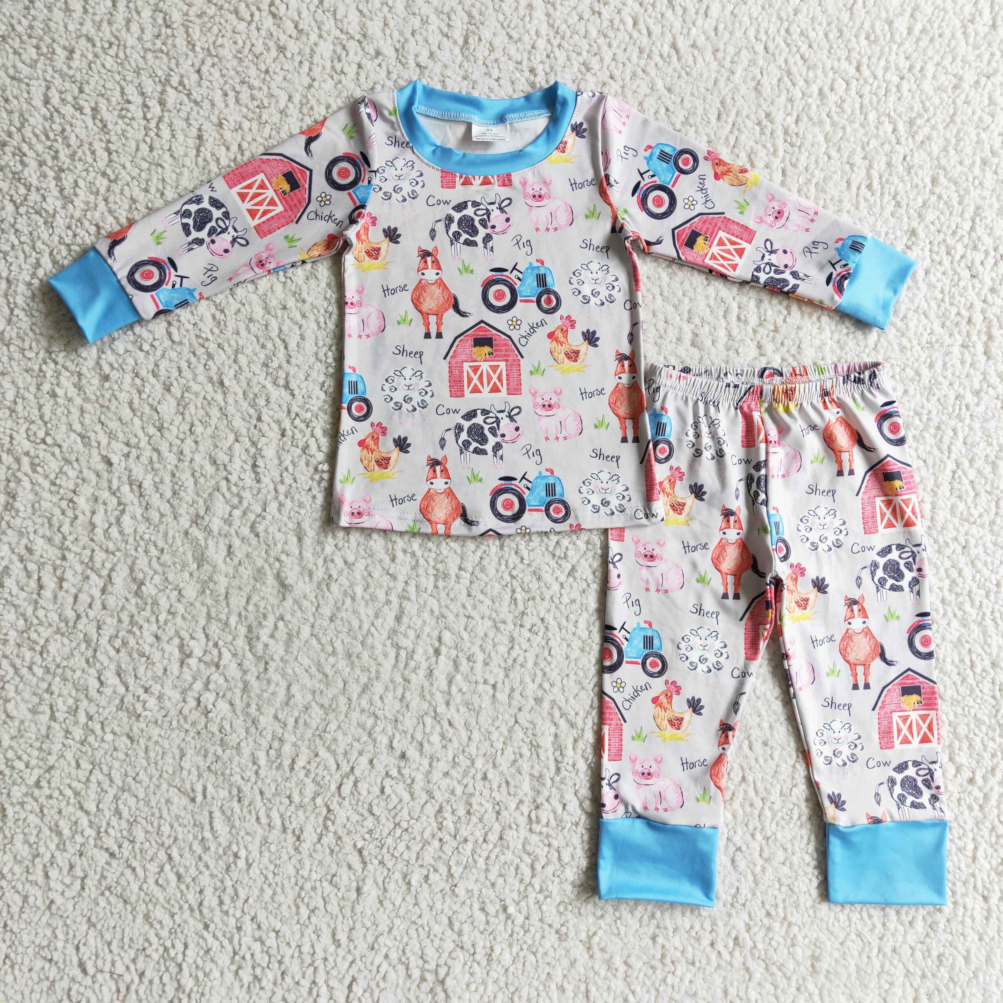 Cow horse pig chicken kids boy farm pajamas - Image 2