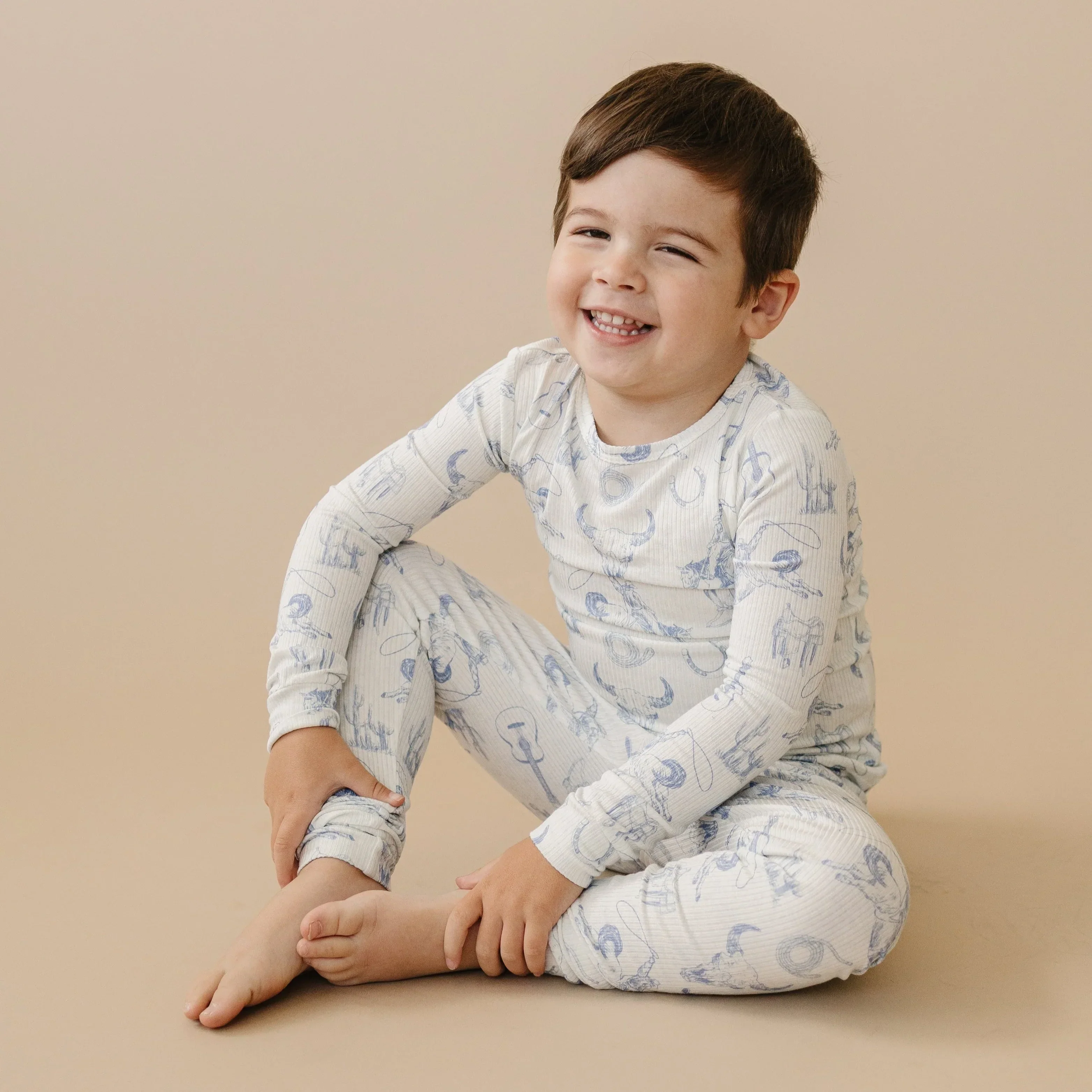 Cowboy Blues 2pc Ribbed Bamboo Pajamas - Image 2