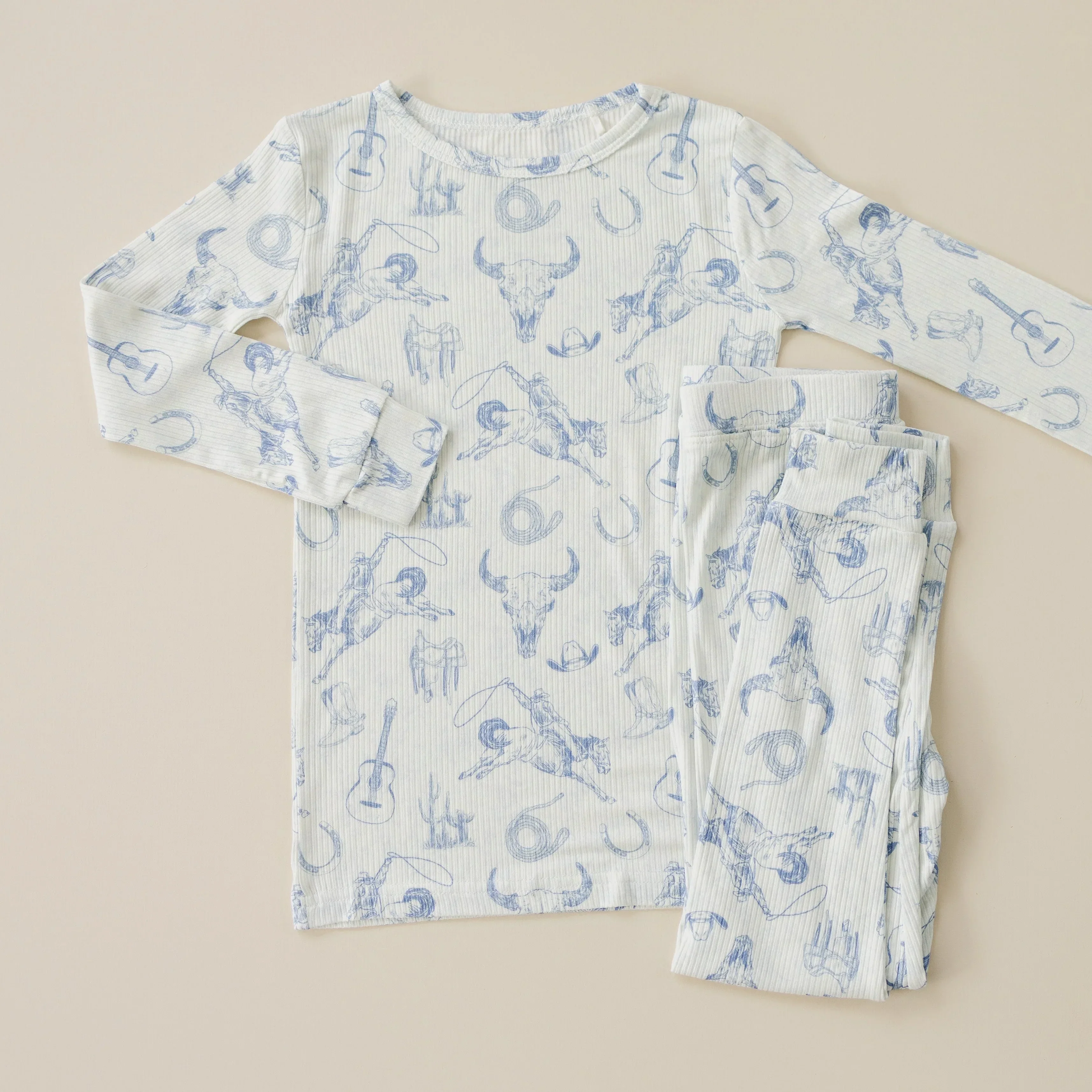 Cowboy Blues 2pc Ribbed Bamboo Pajamas - Image 3