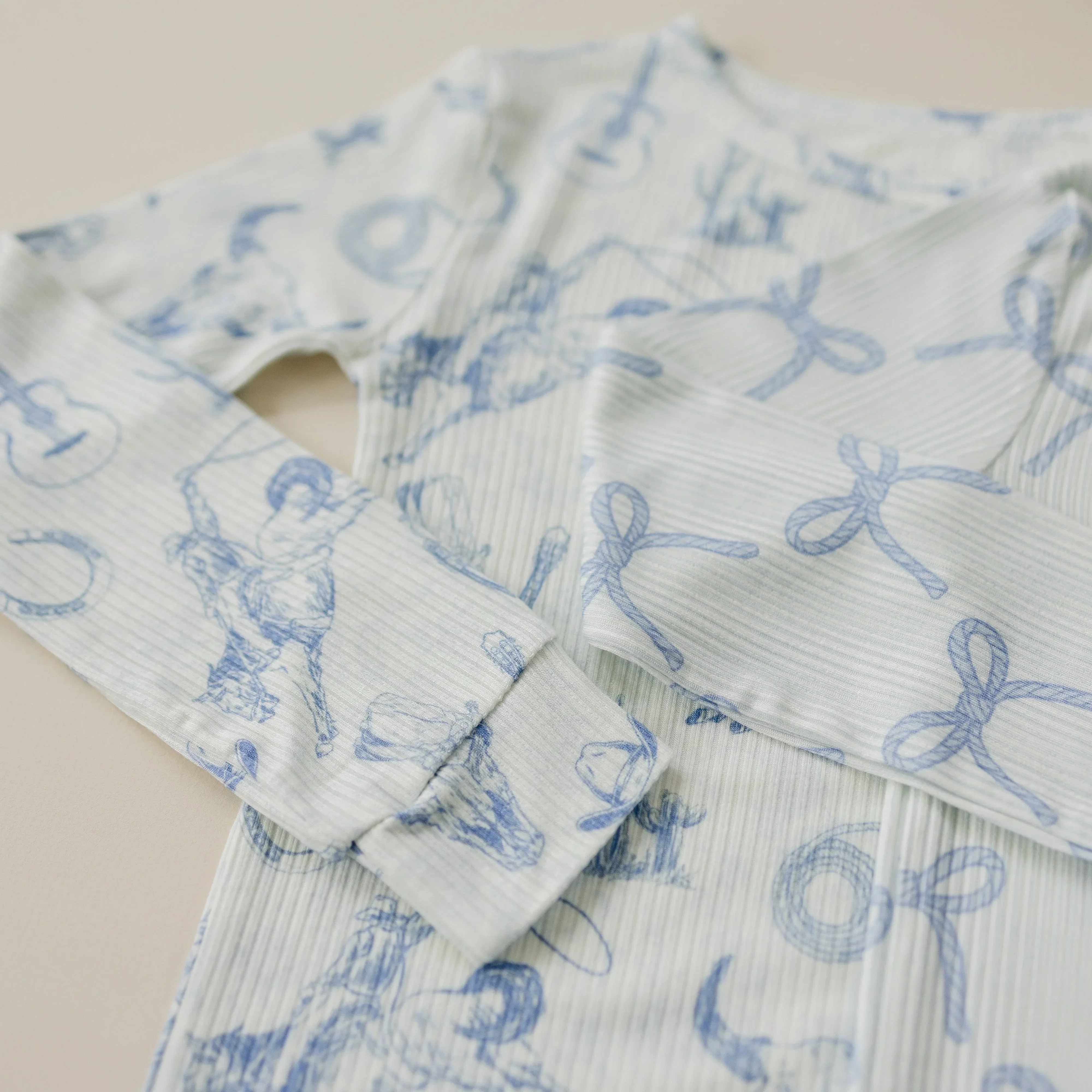 Cowboy Blues 2pc Ribbed Bamboo Pajamas - Image 4