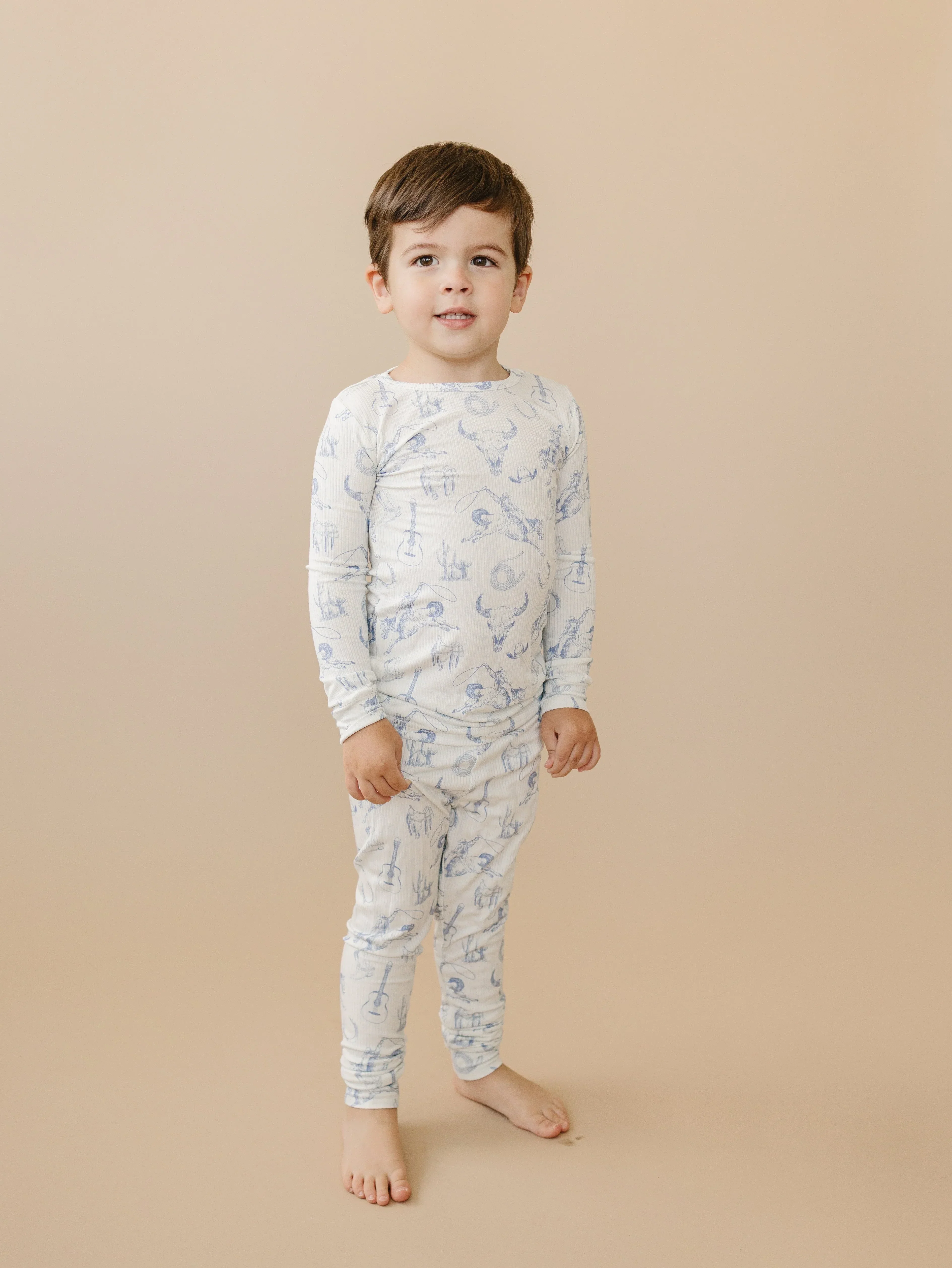 Cowboy Blues 2pc Ribbed Bamboo Pajamas - Image 5