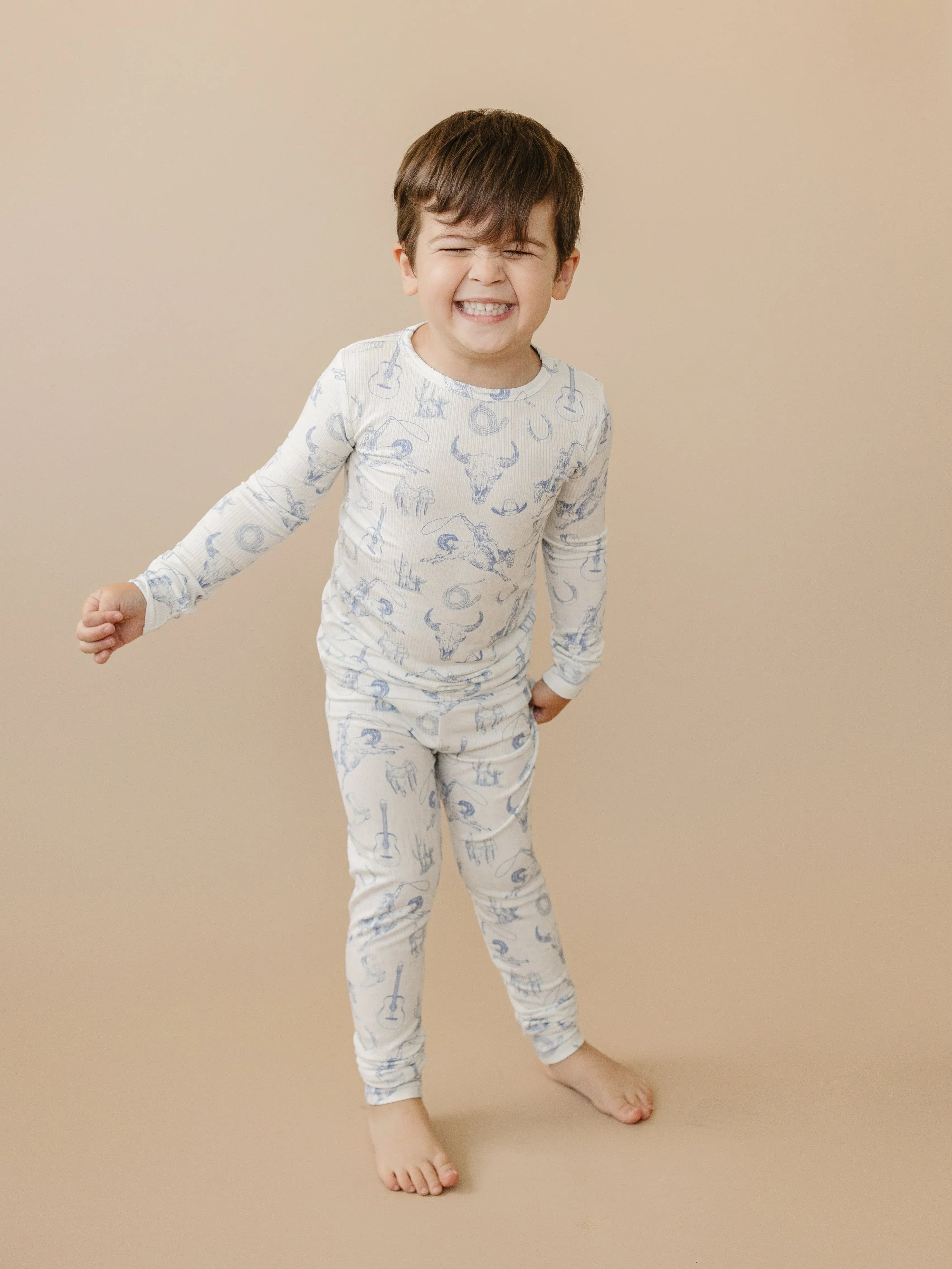 Cowboy Blues 2pc Ribbed Bamboo Pajamas - Image 7