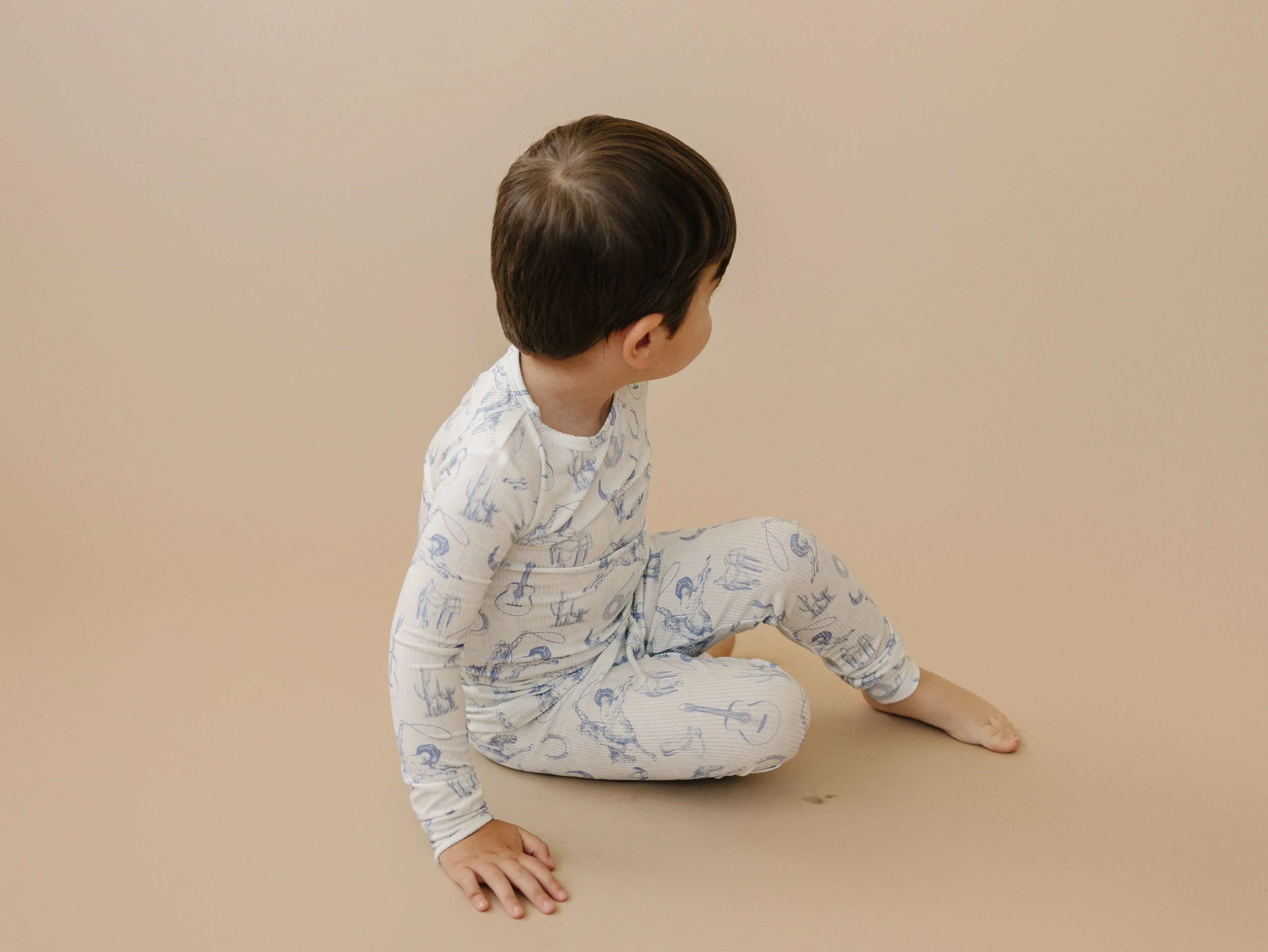 Cowboy Blues 2pc Ribbed Bamboo Pajamas - Image 9