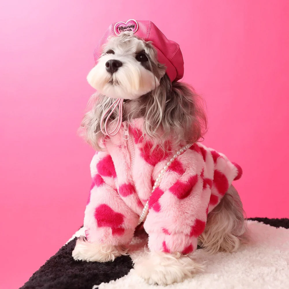 Cozy Heart Fleece Pet Coat Pink - Image 4