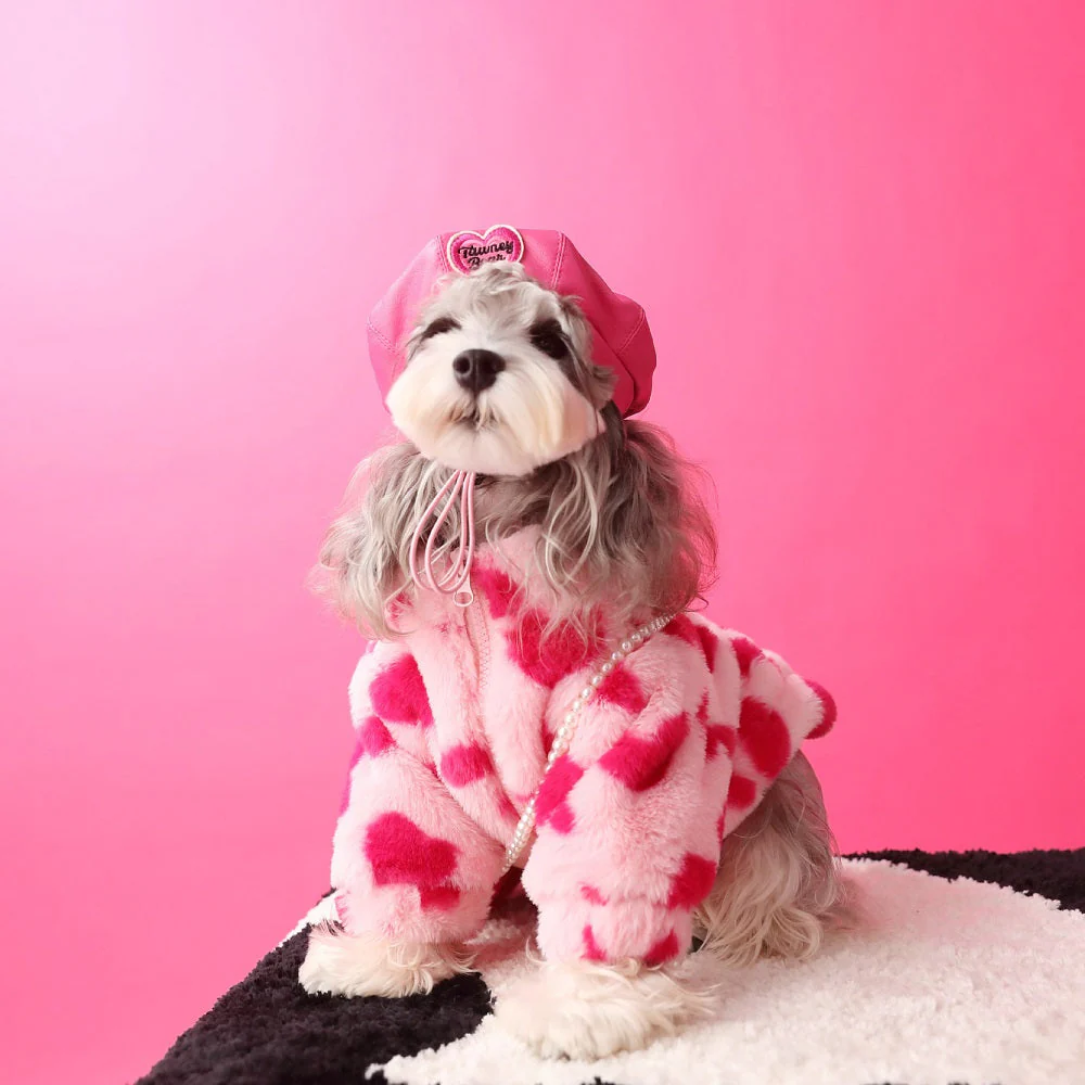 Cozy Heart Fleece Pet Coat Pink - Image 5
