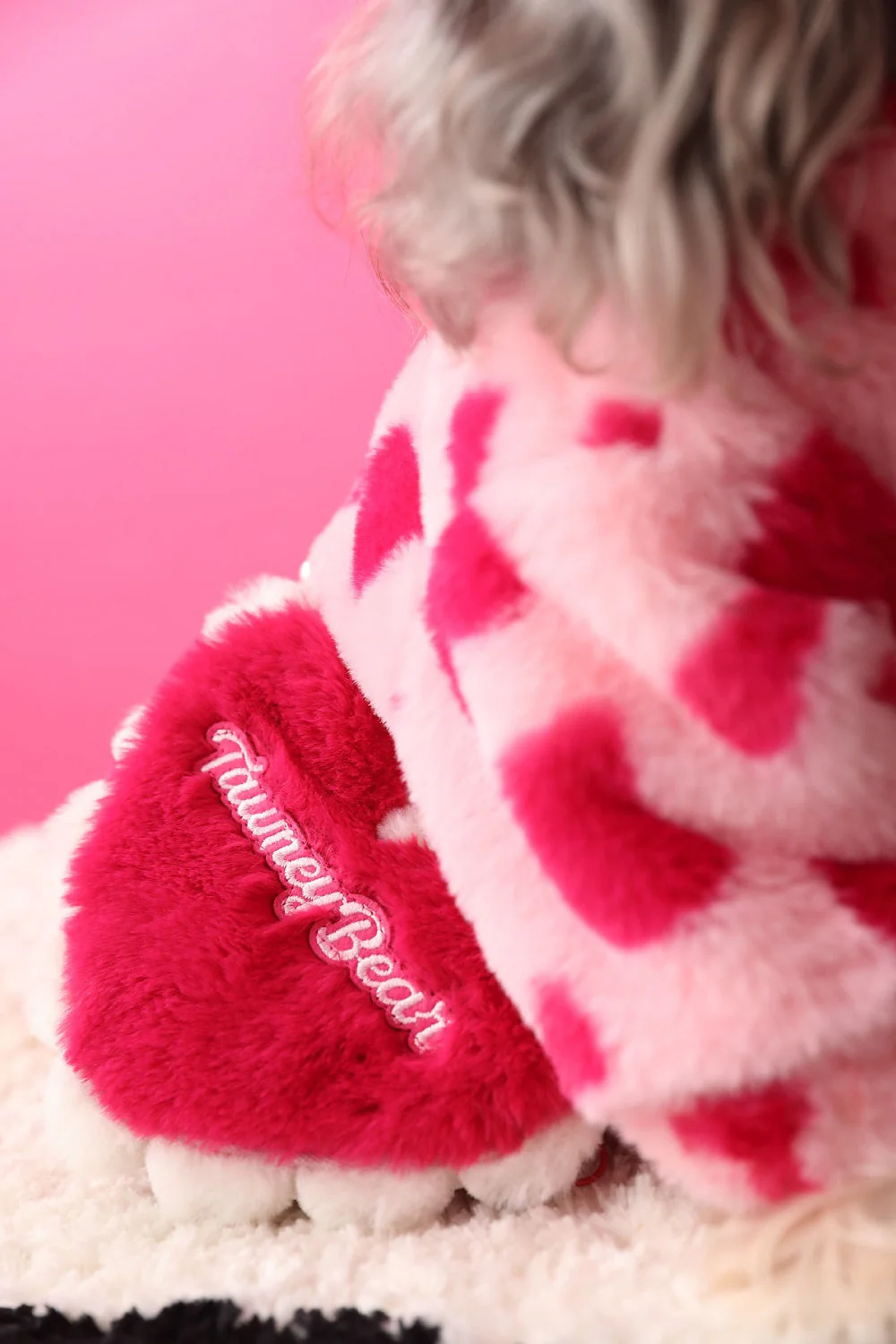 Cozy Heart Fleece Pet Coat Pink - Image 6