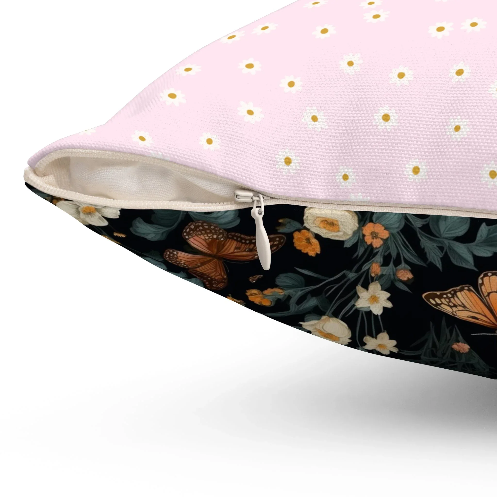 Cozy Whimsigoth Pillow with Floral Ghost: I Believe in Naps | Reversible Boho Butterfly Pillow, - Image 3