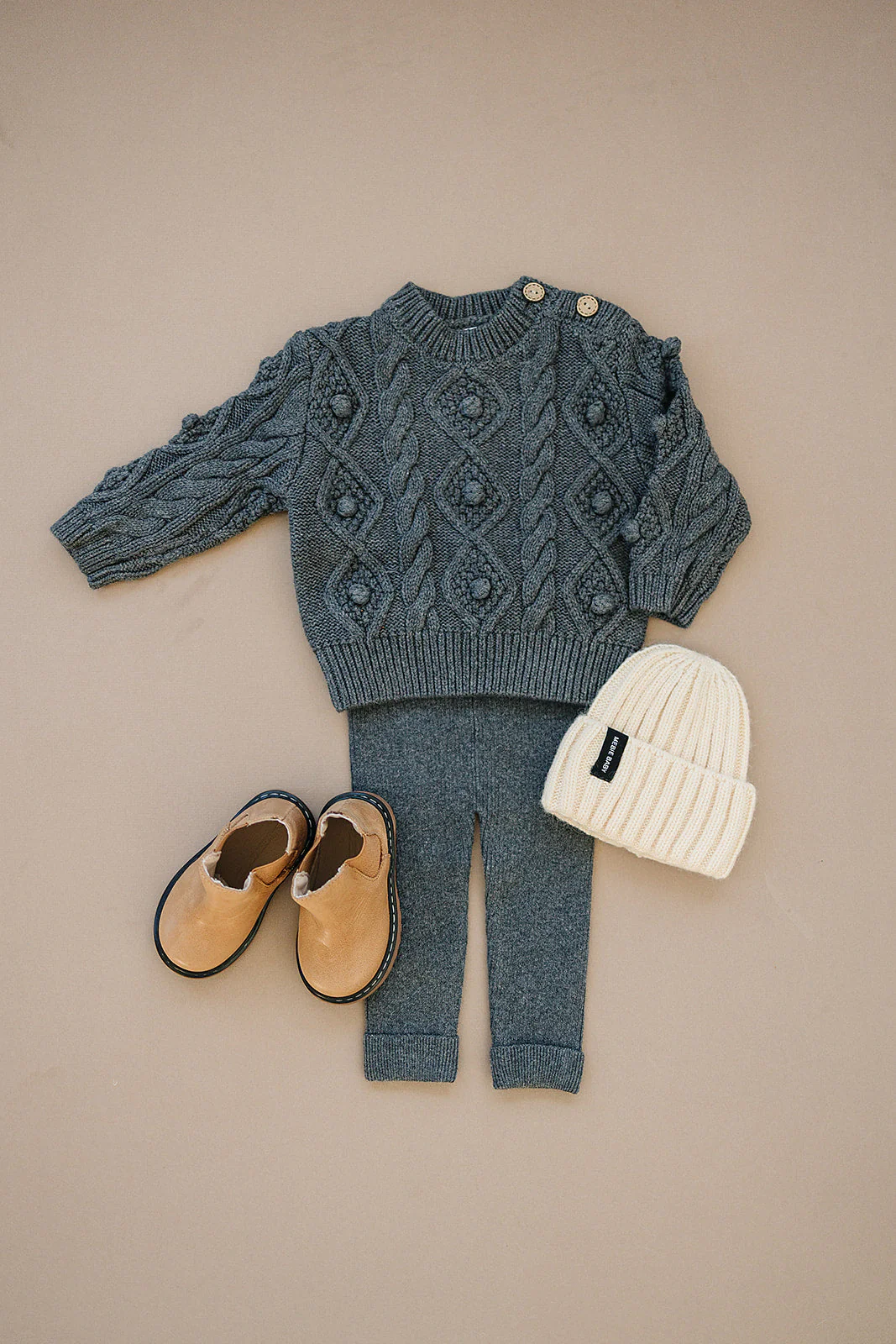 Cream Chunky Knit Beanie - Image 4