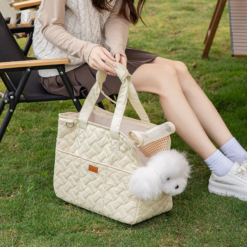 Cream Quilted Pet Carrier – Minimal, Soft & Lightweight - Image 2
