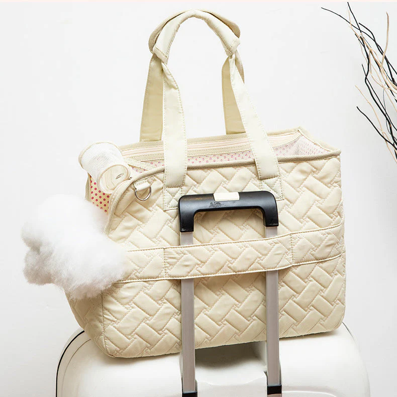 Cream Quilted Pet Carrier – Minimal, Soft & Lightweight - Image 4