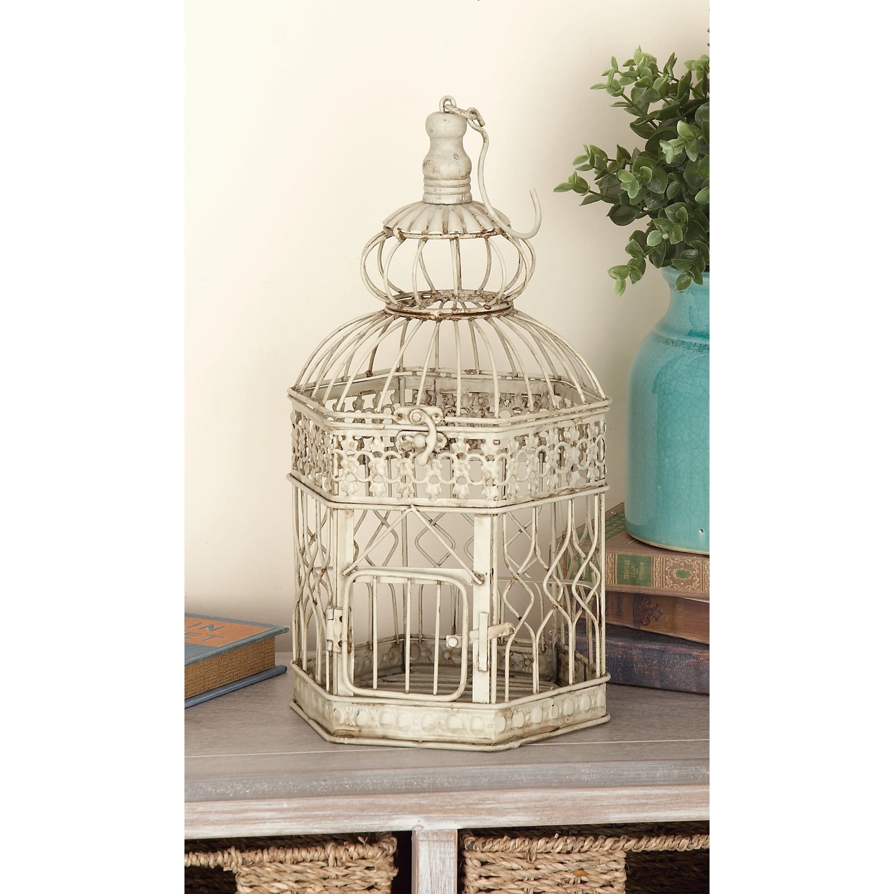 Cream Vintage Metal Birdcage - Image 2
