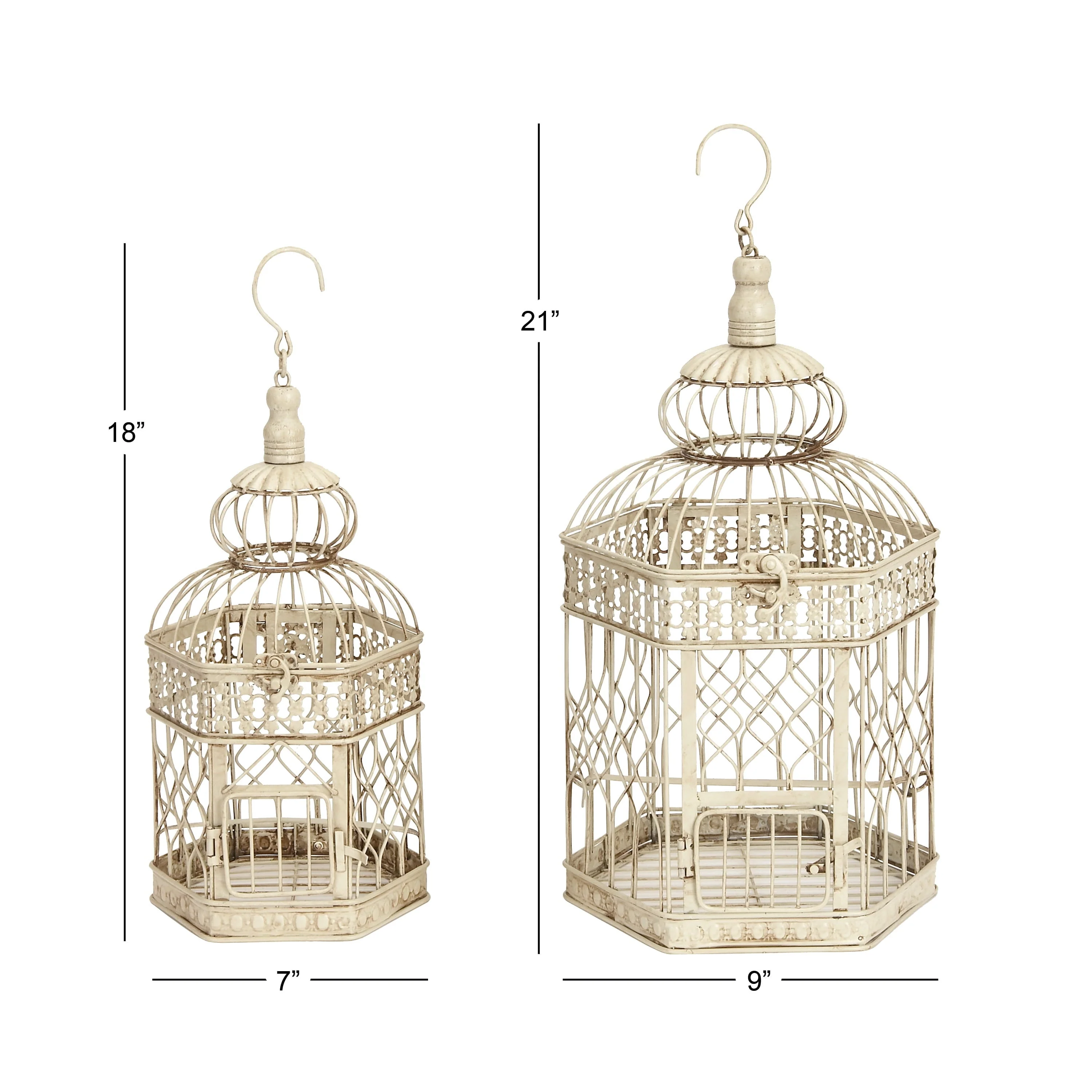 Cream Vintage Metal Birdcage - Image 3