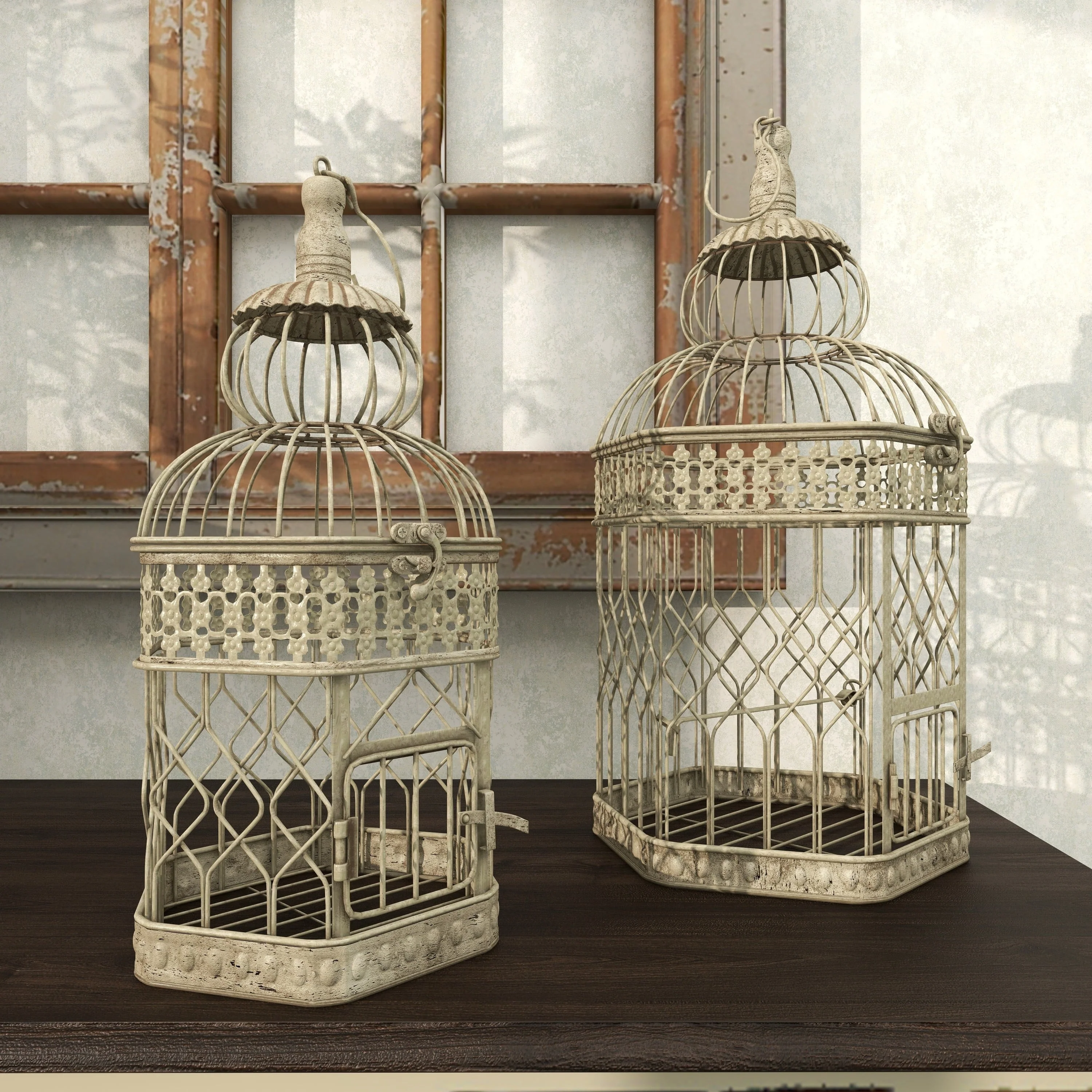 Cream Vintage Metal Birdcage - Image 7