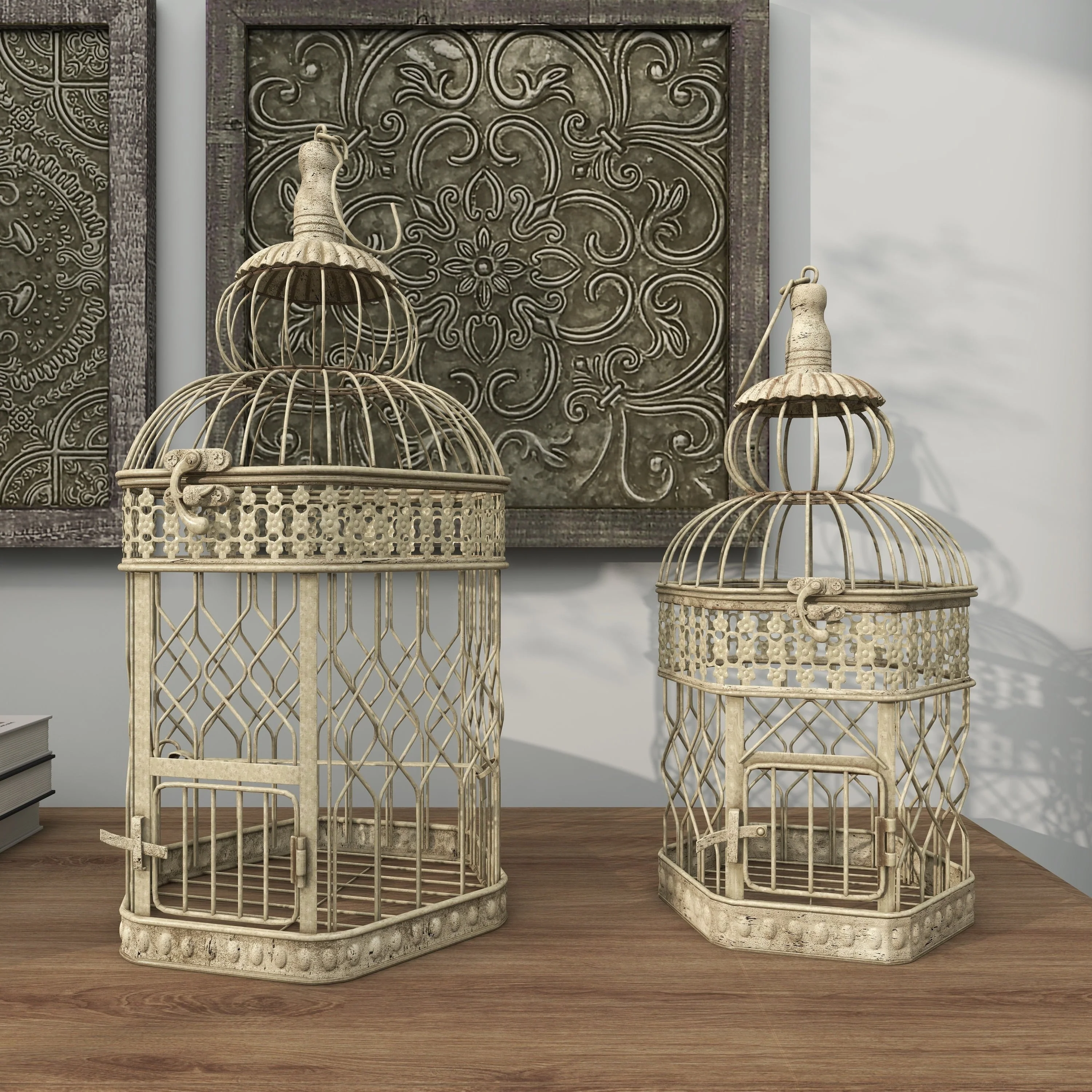 Cream Vintage Metal Birdcage - Image 8