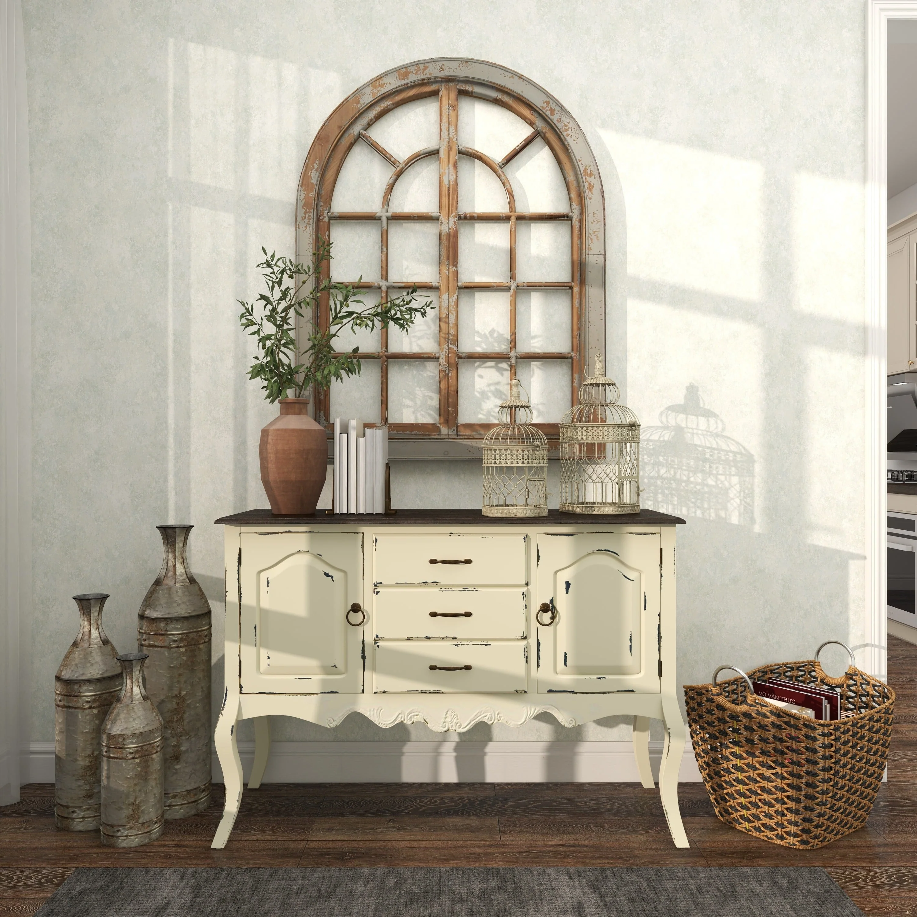 Cream Vintage Metal Birdcage - Image 9