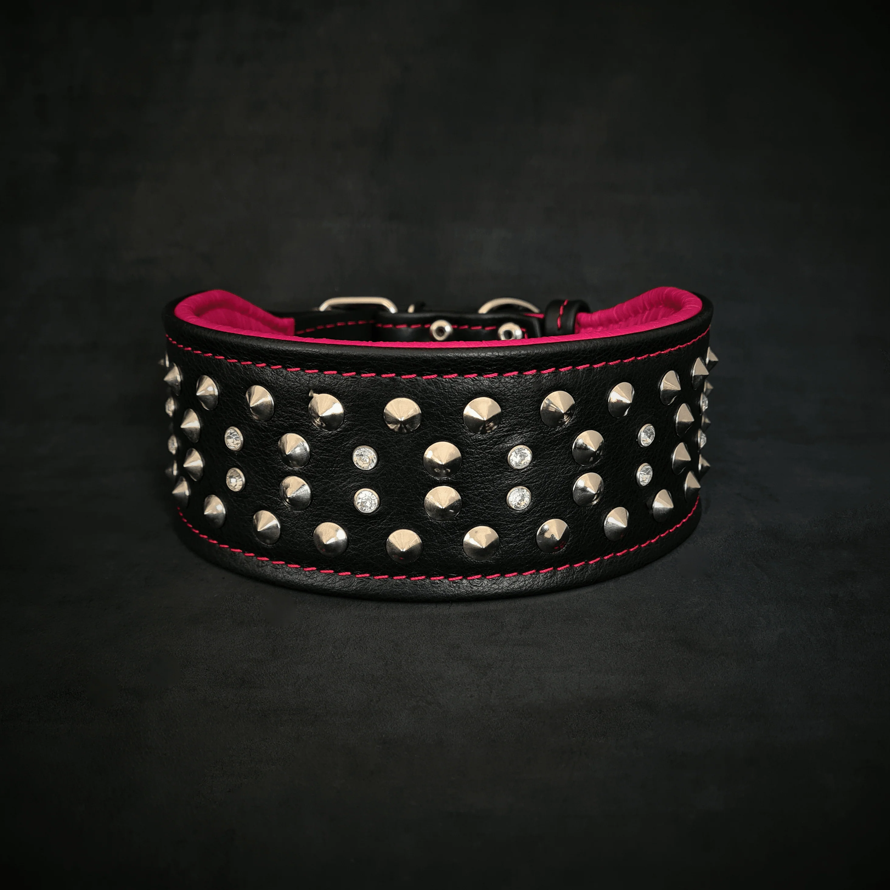 "Crystal" 2.8 inch wide soft leather collar - Image 2