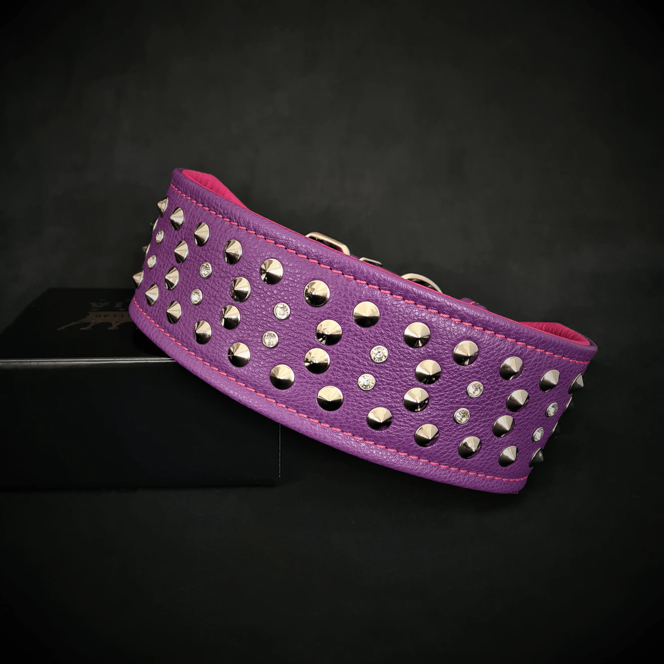 "Crystal" 2.8 inch wide soft leather collar - Image 3