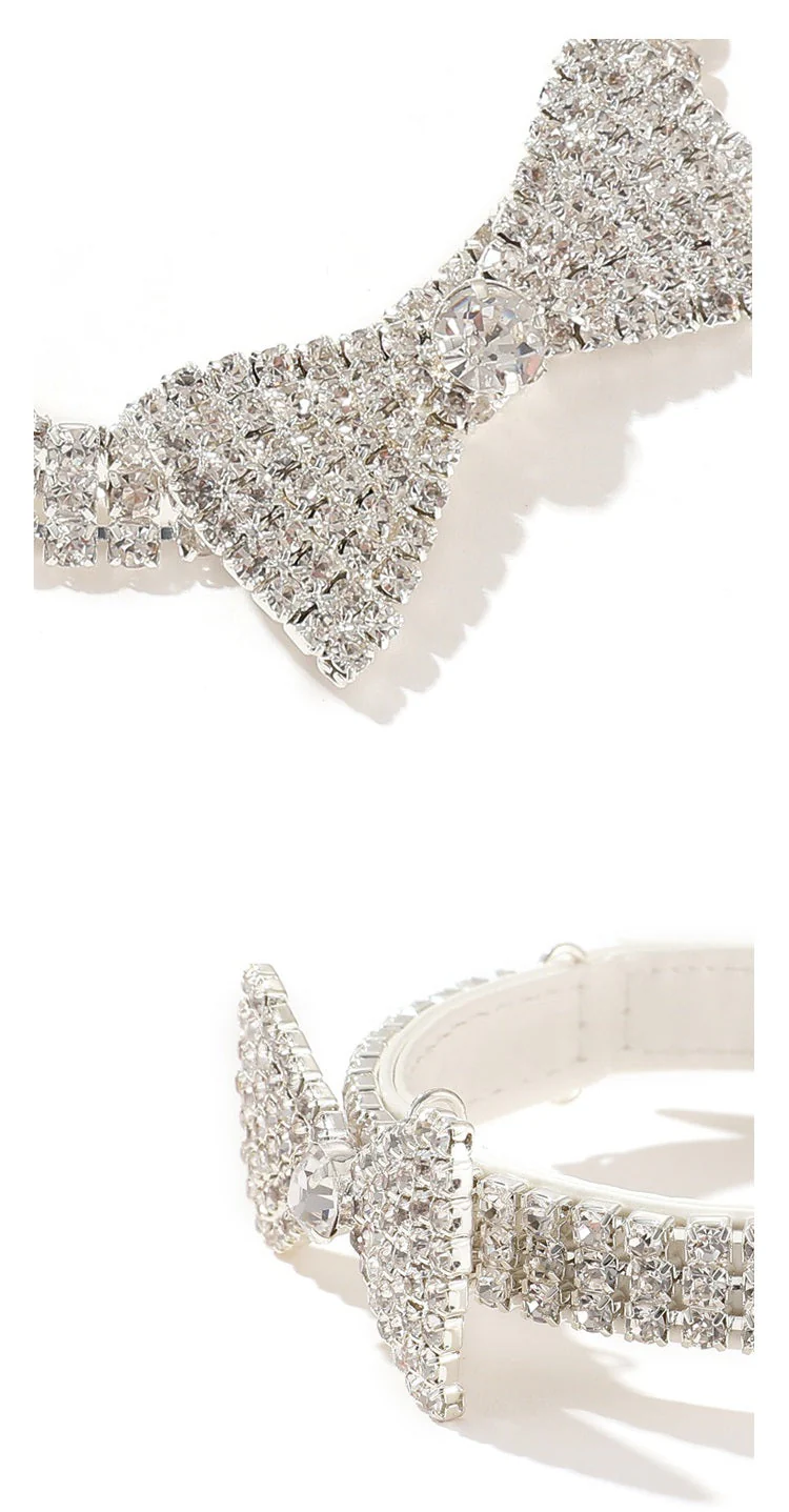 Crystal Bow Glam Pet Collar For Dog - Image 2