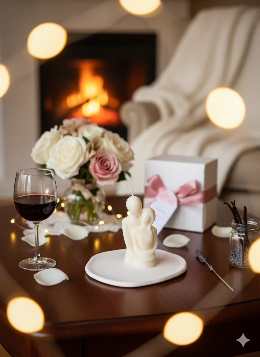 Cuddling Couple Handmade Scented Candle for Cozy Moments - Image 2