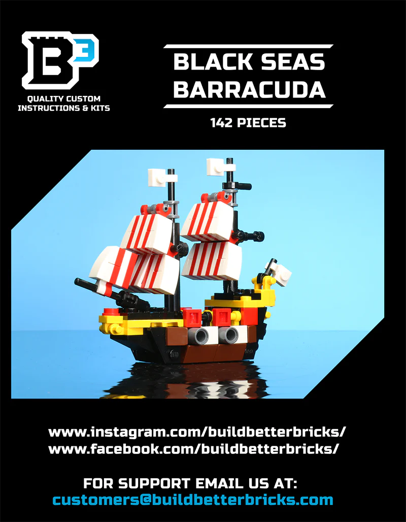 Custom Mini Black Seas Barracuda with Captain Brickbeard Minifigure - Image 2