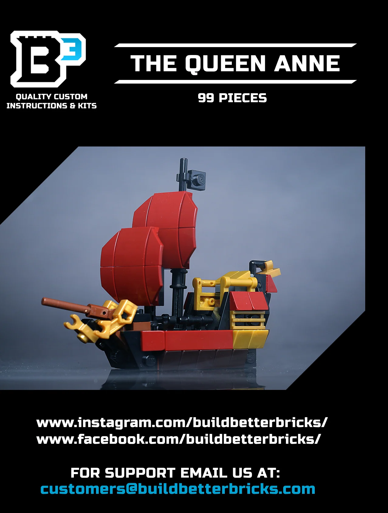 Custom Mini Queen Anne's Revenge Pirate Ship made using LEGO parts - Image 2