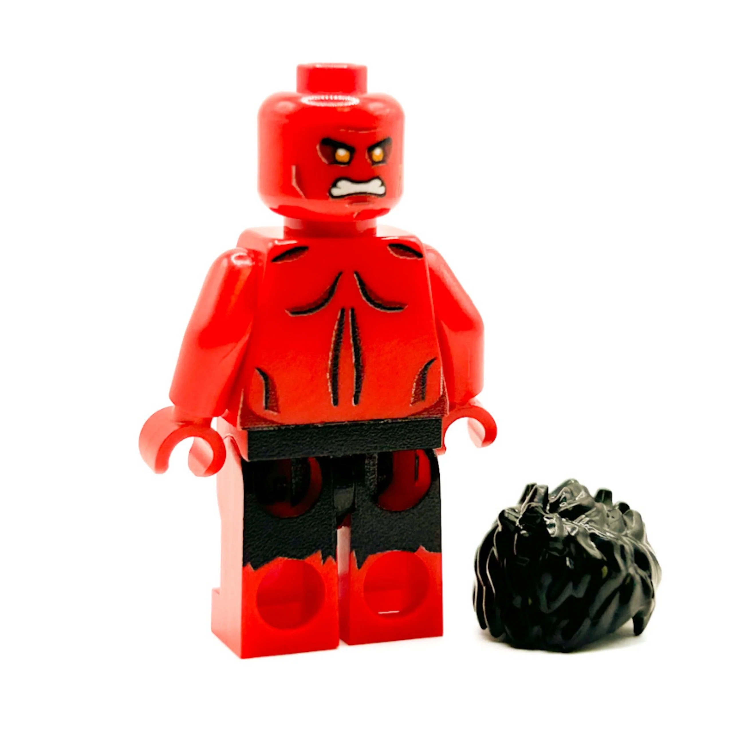 Custom Red Hulk Marvel Minifigure made using LEGO parts - B3 Customs - Image 2